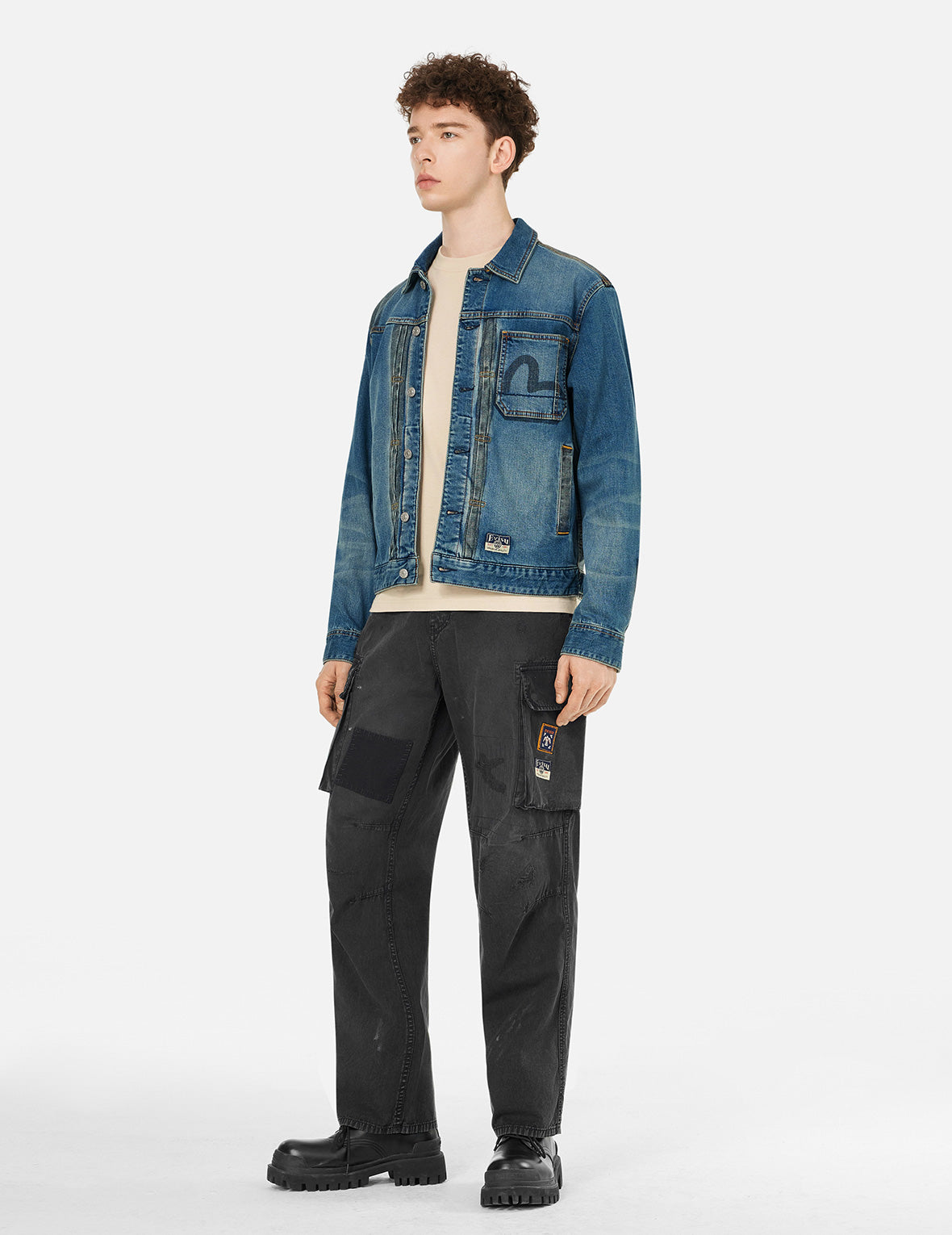 Two-Tone Daicock Inserted Regular Fit Denim Jacket for Men - Stylish Casual Outerwear for Everyday Wear, Street Fashion & Layering