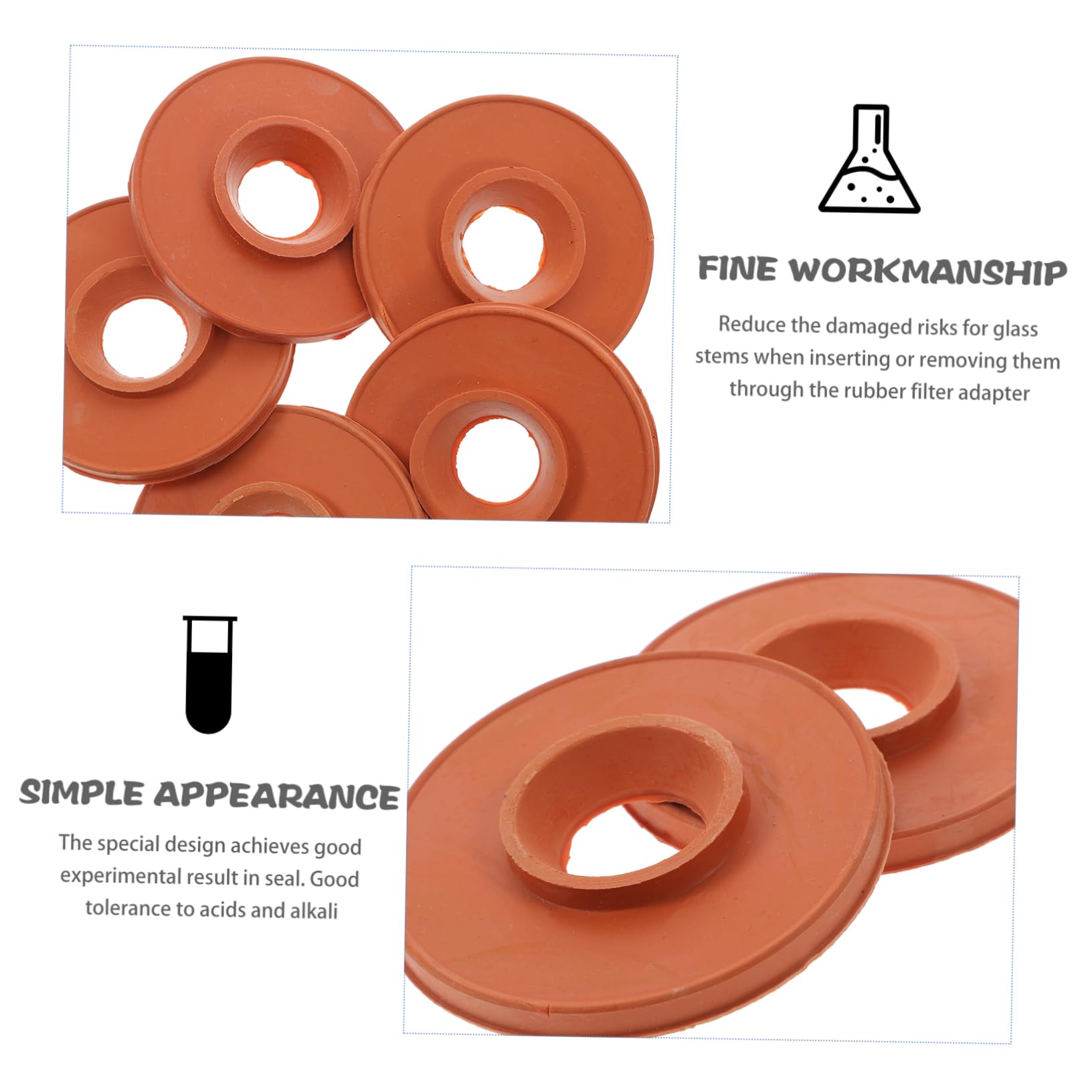 5pcs Lab Filter Funnel Set with Elastic Flask Adapter, Glass Stand & Suction Pad - Durable Filtration Apparatus for Chemistry Experiments & Scientific Research