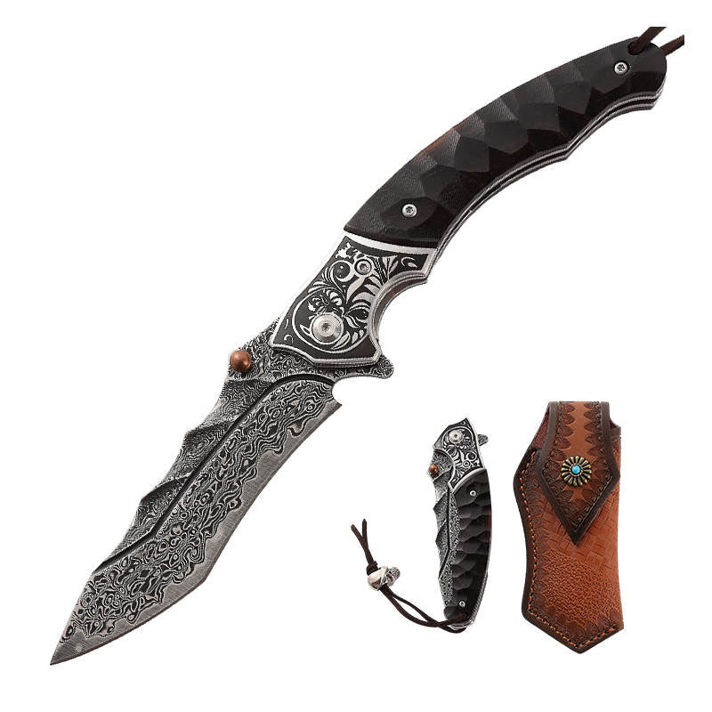 Premium Japanese Tanto Pocket Knife - Razor Sharp Blade with Obsidian Micarta Handle - Perfect for EDC, Outdoor Adventures & Collectors
