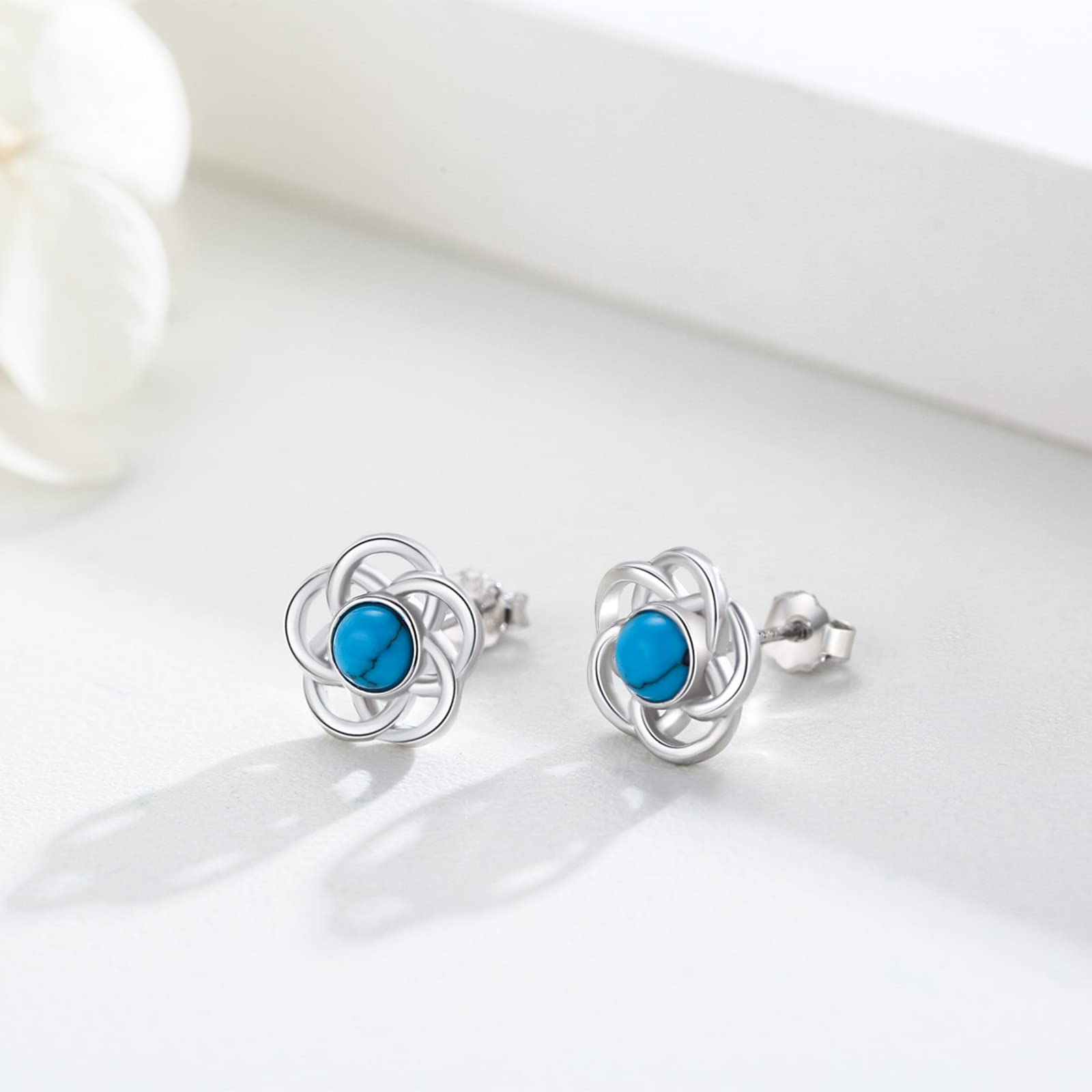 925 Sterling Silver Hypoallergenic Stud Earrings for Women - Moonstone & Turquoise Dangle Drop Fashion Jewelry | Elegant Dainty Earrings for Everyday Wear, Parties & Mother's Day Gifts