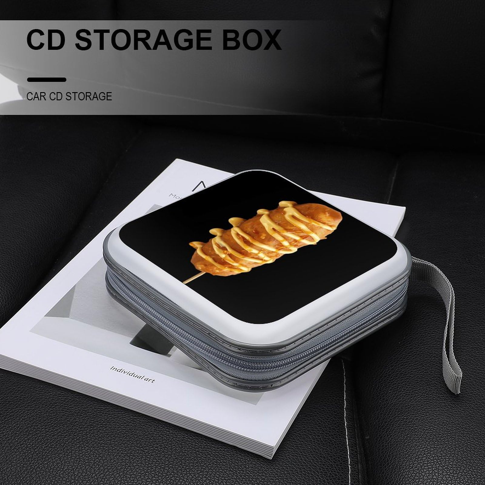 Corn Dog Lover Cute CD Case Holder - Portable DVD Disc Storage Wallet Organizer for Car, Home & Travel | Compact Media Storage for Road Trips, Commuting & Entertainment