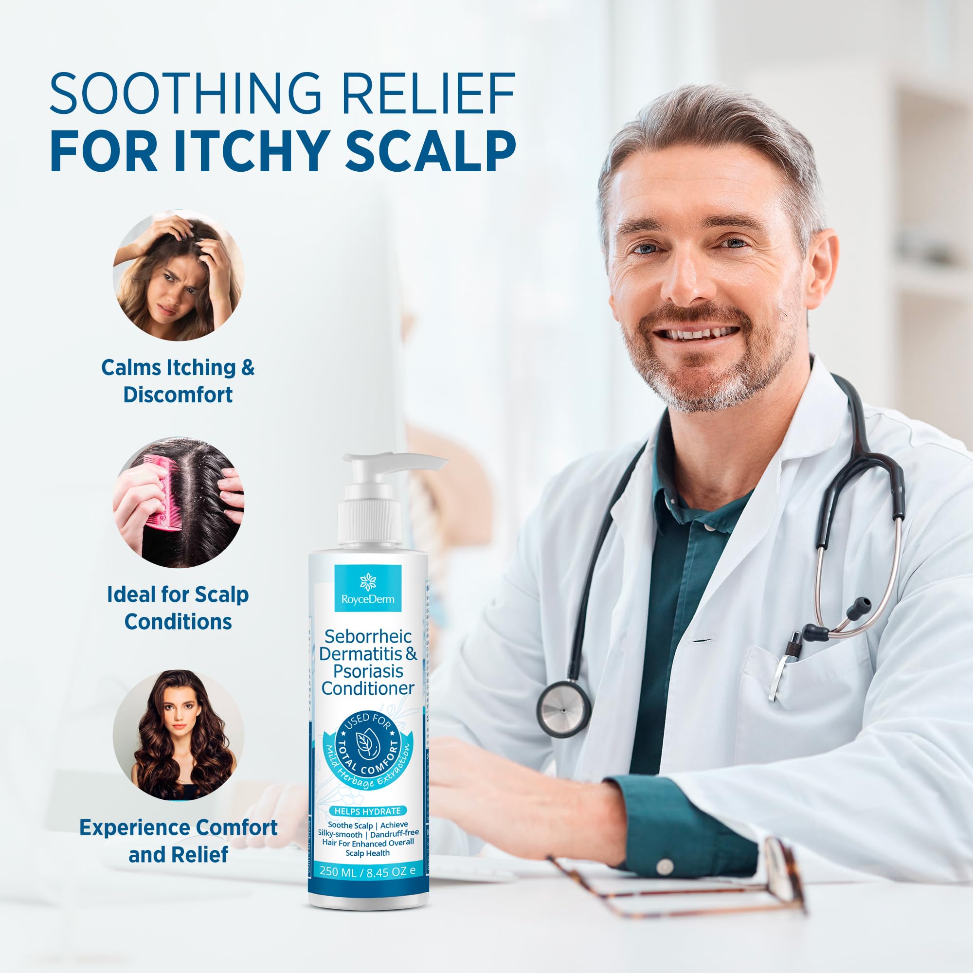 Roycederm Scalp Care Bundle - Psoriasis Shampoo & Conditioner for Dry, Itchy Scalp Relief | Anti-Dandruff Treatment for Men & Women | Perfect for Sensitive Scalp & Flaky Skin Care