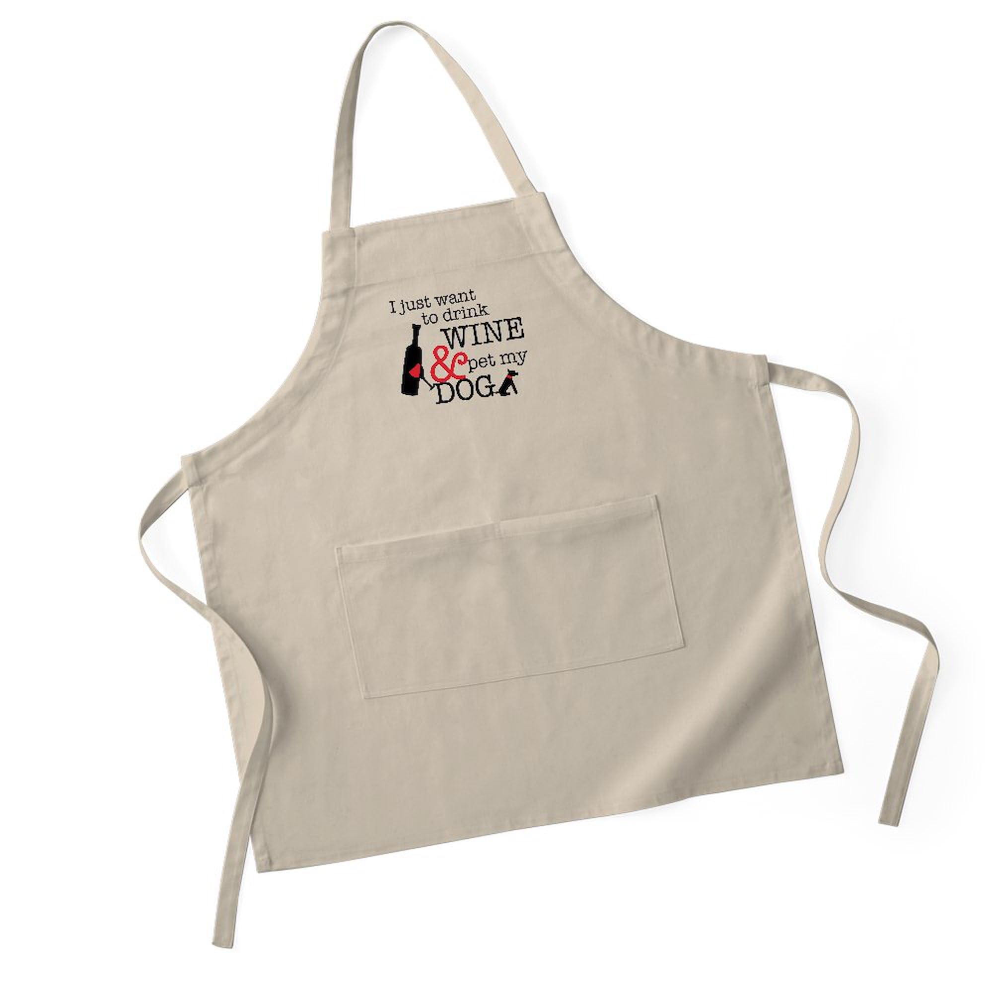 Wine and Dog Lover's Kitchen Apron with Pockets - BBQ Grilling & Baking Apron for Cooking Enthusiasts - Perfect for Home Chefs, Outdoor Barbecues, and Holiday Gift Giving