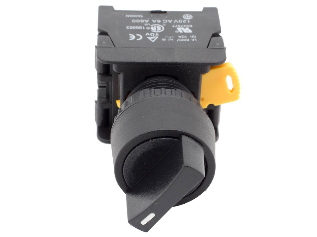CS-223 Black 22mm Maintained Selector Switch 2NO 3 Positions - Industrial Control Panel & Machinery Selector Switch for Automation Equipment
