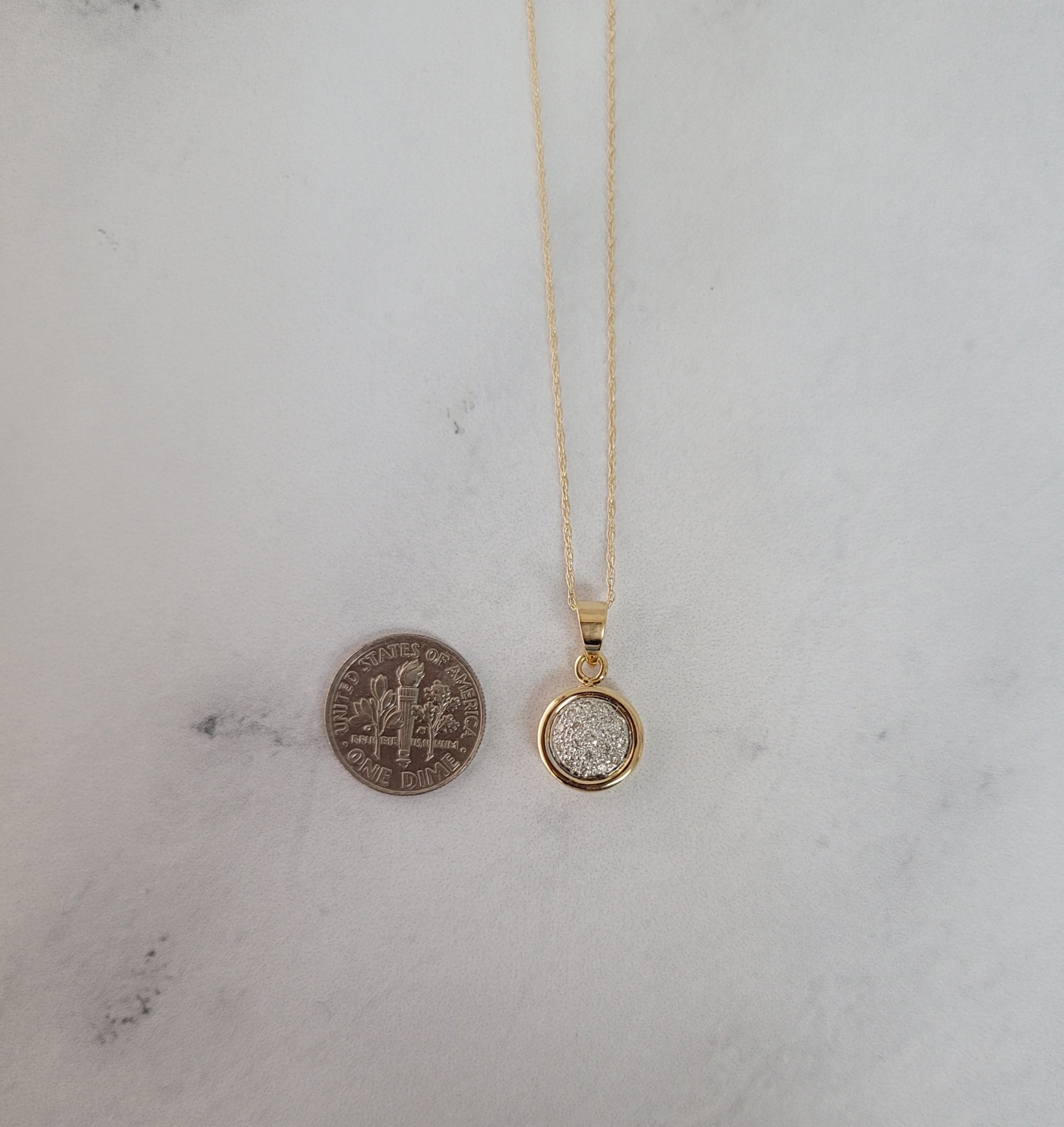 0.5 Carat Diamond Pave Circle Pendant Necklace in 14K Yellow Gold - Perfect for Weddings, Anniversaries & Special Occasions