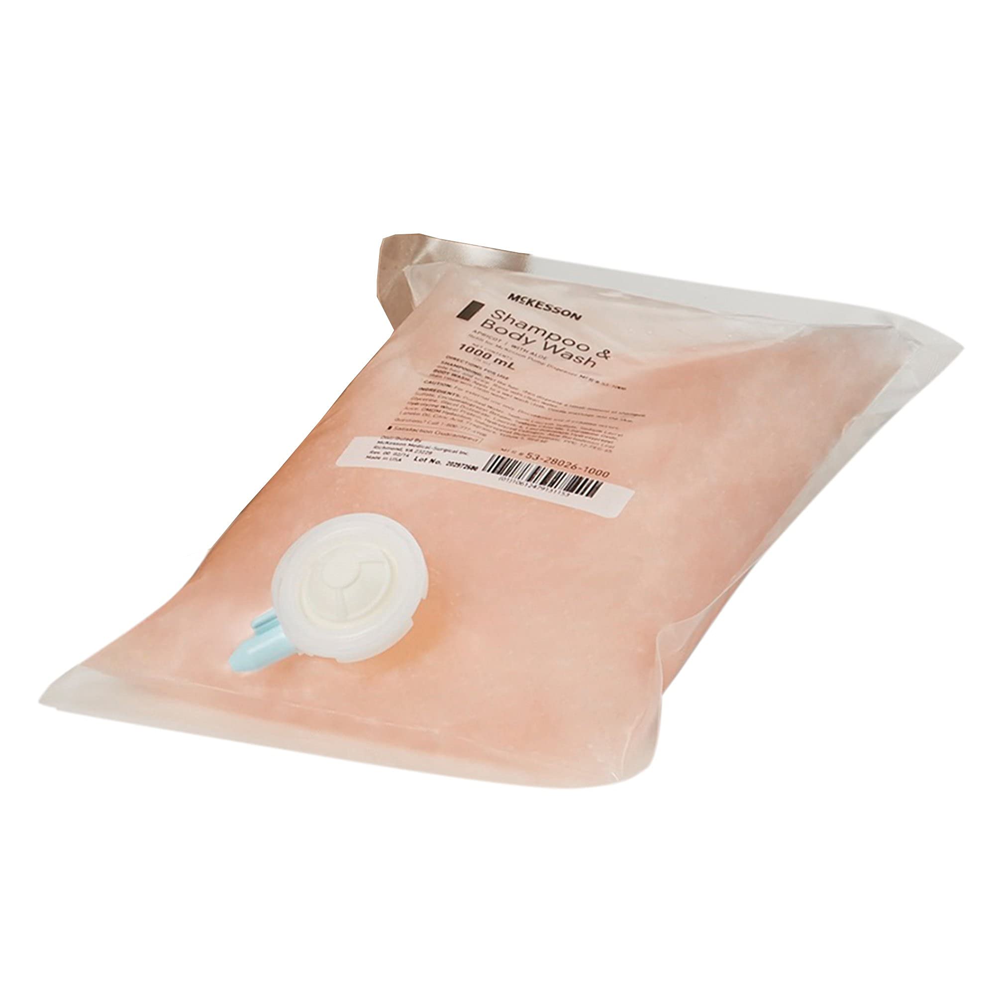 McKesson Apricot Scented Body Wash & Shampoo Refill Bag - 1000 mL (1 Count) | Gentle Cleansing for Sensitive Skin, Hospitals & Home Care Use