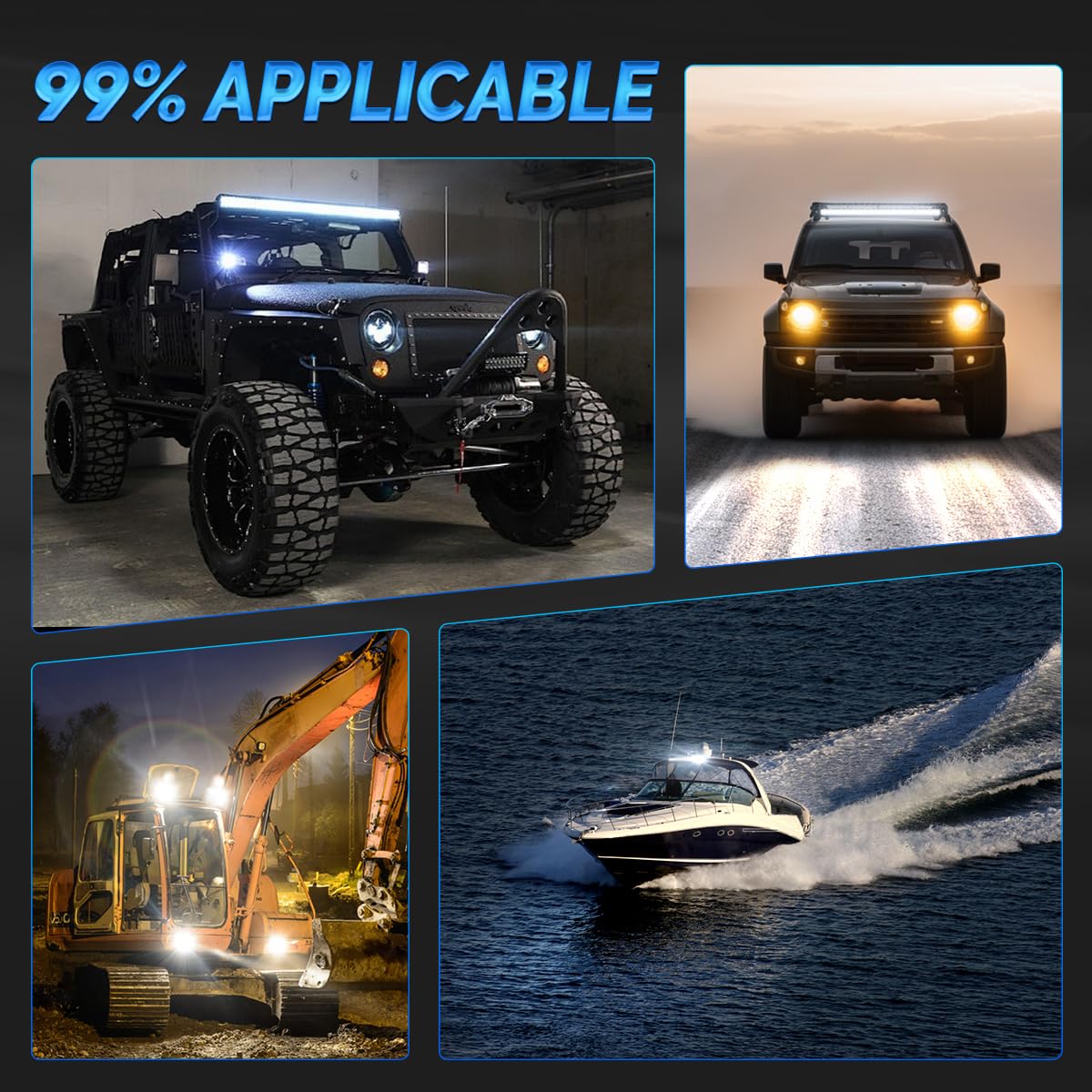 Rigidhorse 14 Inch 120W LED Light Bar - Dual Row Flood & Spot Beam Combo for Off-Road, Driving, Fog & Work Lights | Fits Trucks, SUVs, ATVs, UTVs, 4x4, 4WD & Boats | Perfect for Night Driving, Off-Road Adventures & Marine Use