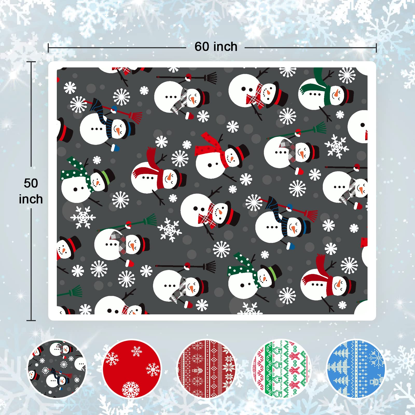 Touchat Sherpa Christmas Throw Blanket - Ultra Soft Fluffy Fleece Plush Blanket for Couch, Bed & Sofa - Cozy Microfiber Blanket 50x60 Inches - Snowman Design - Perfect for Winter Nights, Holiday Decor & Gift Giving