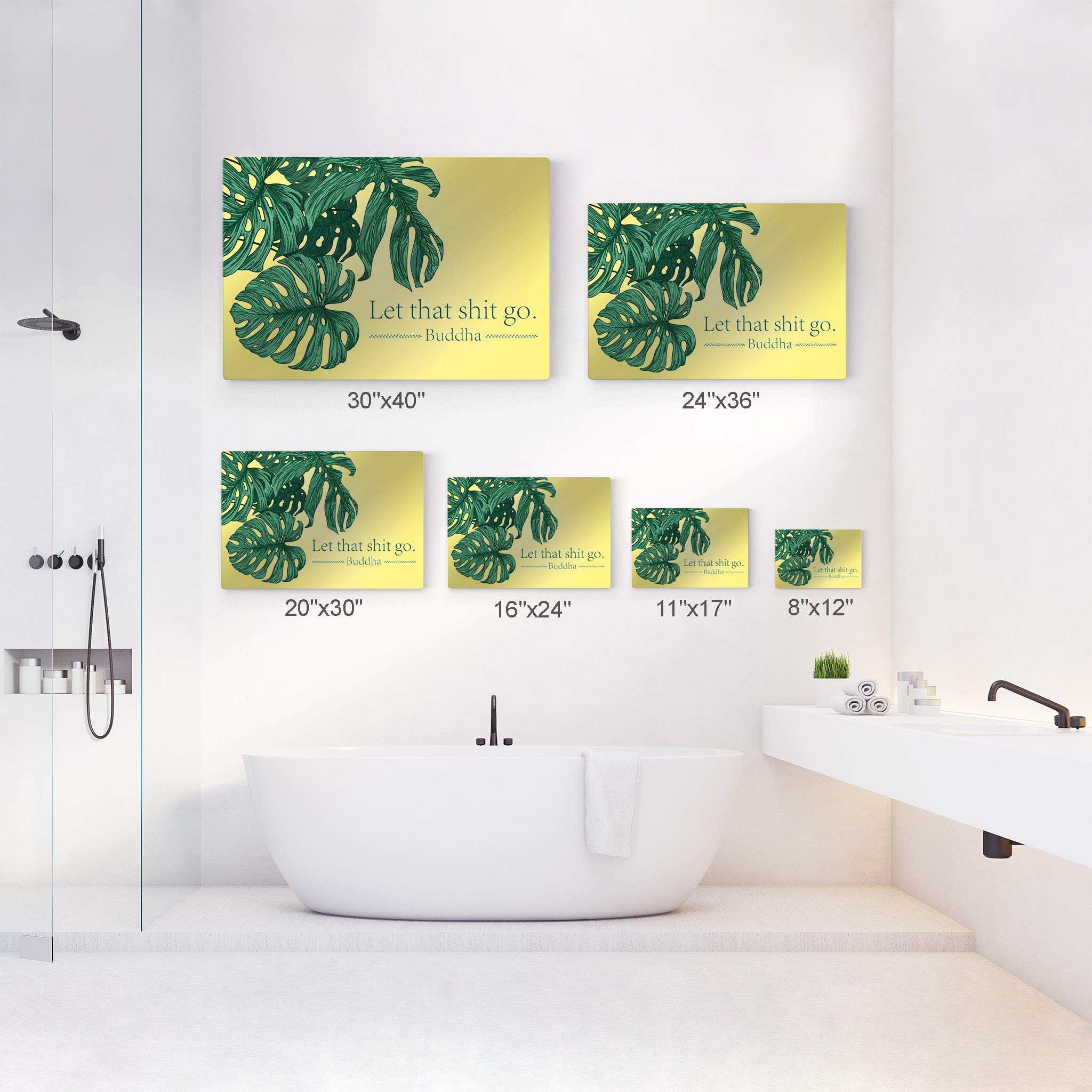 Funny Buddha Quote Metal Print - 'Let That Shit Go' Bathroom Wall Art Decor | 16x24 Inch Ready-to-Hang Toilet Sign | Made in USA | Perfect for Bathroom, Powder Room & Home Humor Decor