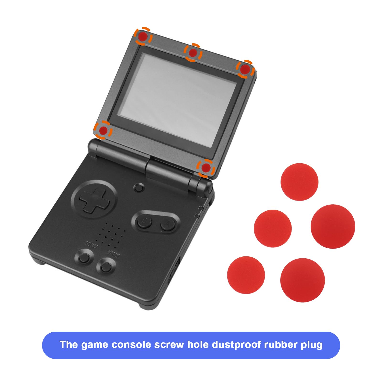 4-Piece Screw Cover Set for Gameboy Advance SP GBA SP - Dustproof Rubber Silicone Housing Replacement - Perfect for Game Console Repair & Protection