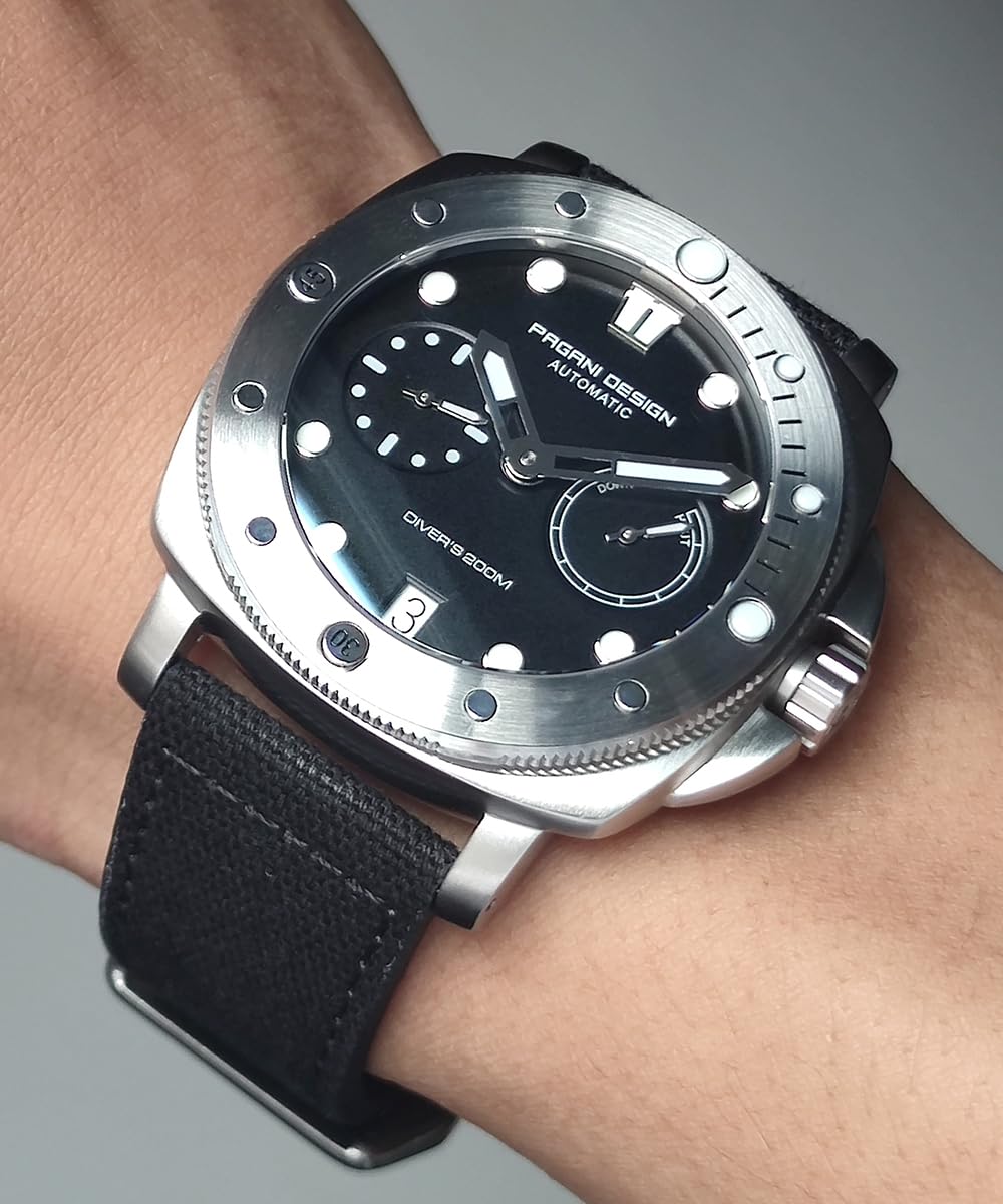 Pagani Design Men's Automatic Mechanical Watch - 200M Waterproof, Sapphire Crystal, Nylon Strap - Sporty Casual Wristwatch for Diving, Swimming & Everyday Wear
