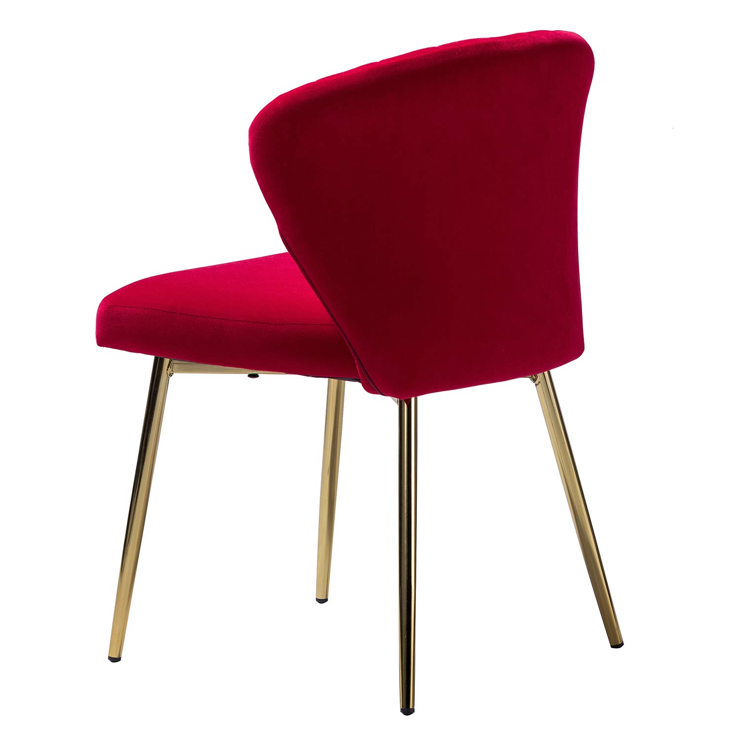 TINA'S HOME Velvet Dining Chairs Set of 2 - Modern Upholstered Side Chairs with Golden Metal Legs, Small Armless Accent Chairs for Living Room, Kitchen, Bedroom & Beauty Salon | Perfect for Small Spaces, Dining Sets and Home Decor (Red)