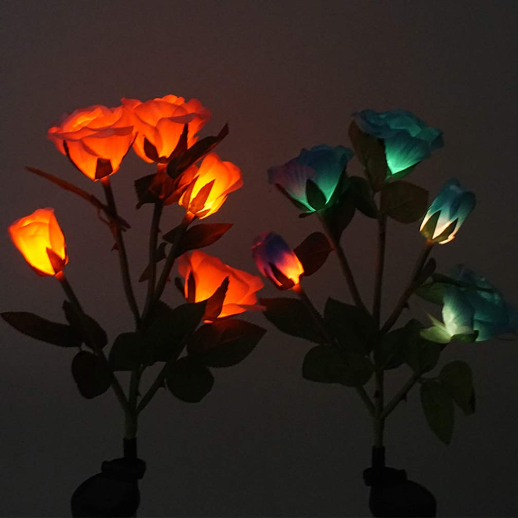 Uonlytech 5 Heads Solar Rose Garden Lights - Waterproof Outdoor Solar Flower Lights for Lawn, Pathway, Yard Decoration - Romantic Night Light for Garden, Patio, Wedding & Landscape Lighting