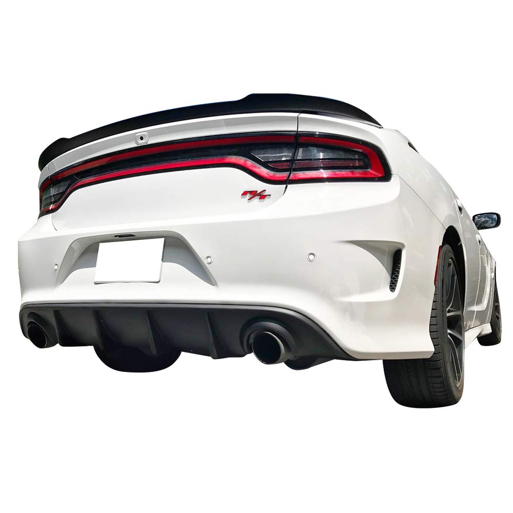 FREEMOTOR802 Rear Bumper Diffuser for 2015-2023 Dodge Charger SRT | V3 Style Unpainted Black PP Spoiler | Perfect for Car Upgrades & Street Racing Style Enhancement