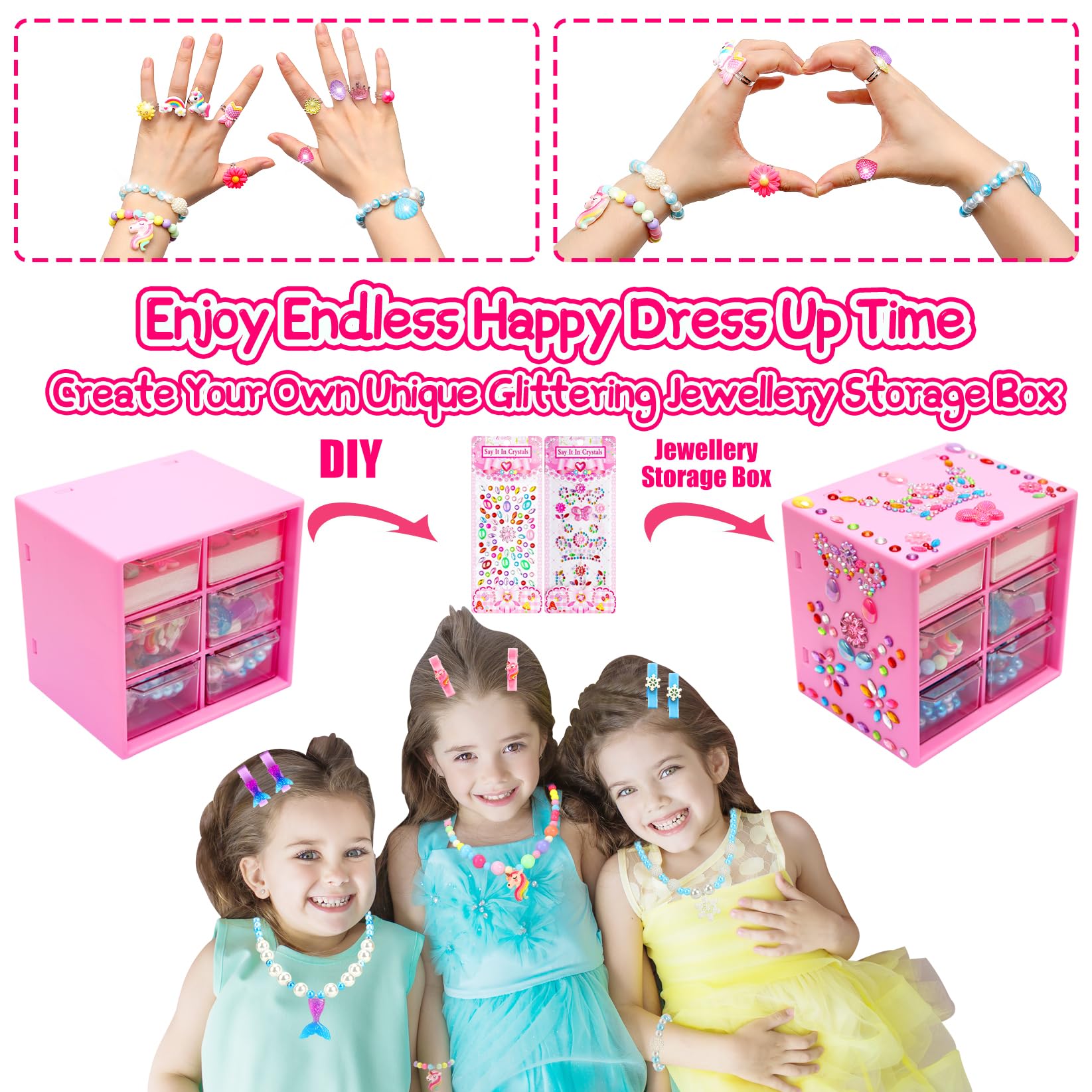 **Lovely Princess Jewelry Toy Set for Girls Age 3-10 - Sparkling Rings & Dress Up Accessories - Perfect for Birthday, Easter & Unicorn Themed Gifts - Great for Pretend Play, Tea Parties & Princess Dress Up**