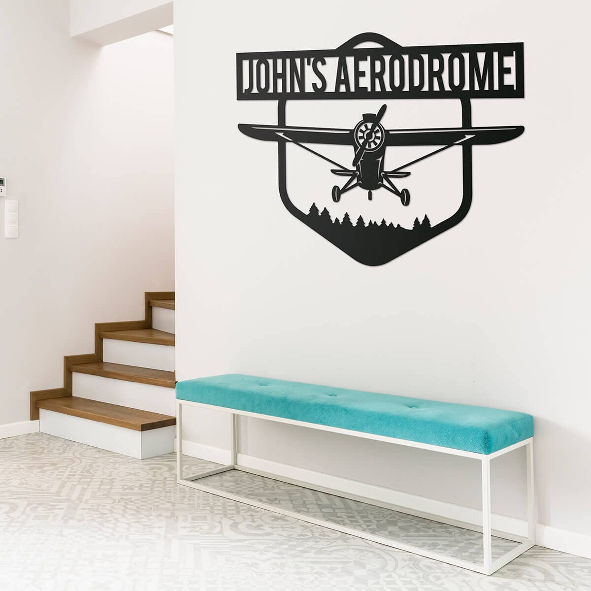 Personalized Metal Airplane Sign - Custom Monogram Wall Art for Anniversary, Wedding & Birthday Gifts - Unique Housewarming Present - Outdoor & Indoor Wall Decor - Perfect for Aviation Enthusiasts & Home Decoration