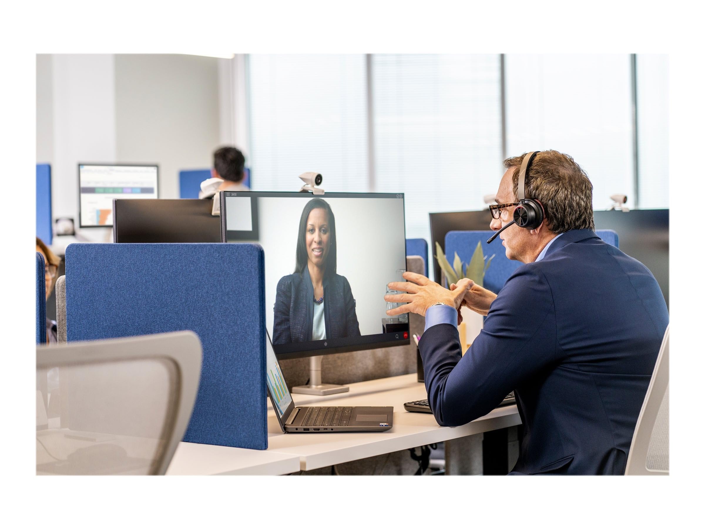 Poly Voyager 4320 UC Wireless Headset with Charge Stand - Bluetooth Headphones with Boom Mic for PC, Mac & Mobile - USB-A Adapter Included - Ideal for Teams, Zoom Calls & Remote Work