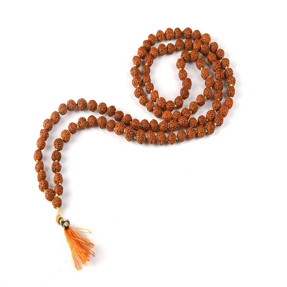 Sharvgun 5 Mukhi Indonesian Rudraksha Mala - 108 Beads 7-9mm, Authentic Prayer Beads for Meditation, Yoga & Spiritual Healing - Perfect for Daily Japa, Buddhist Chanting & Stress Relief
