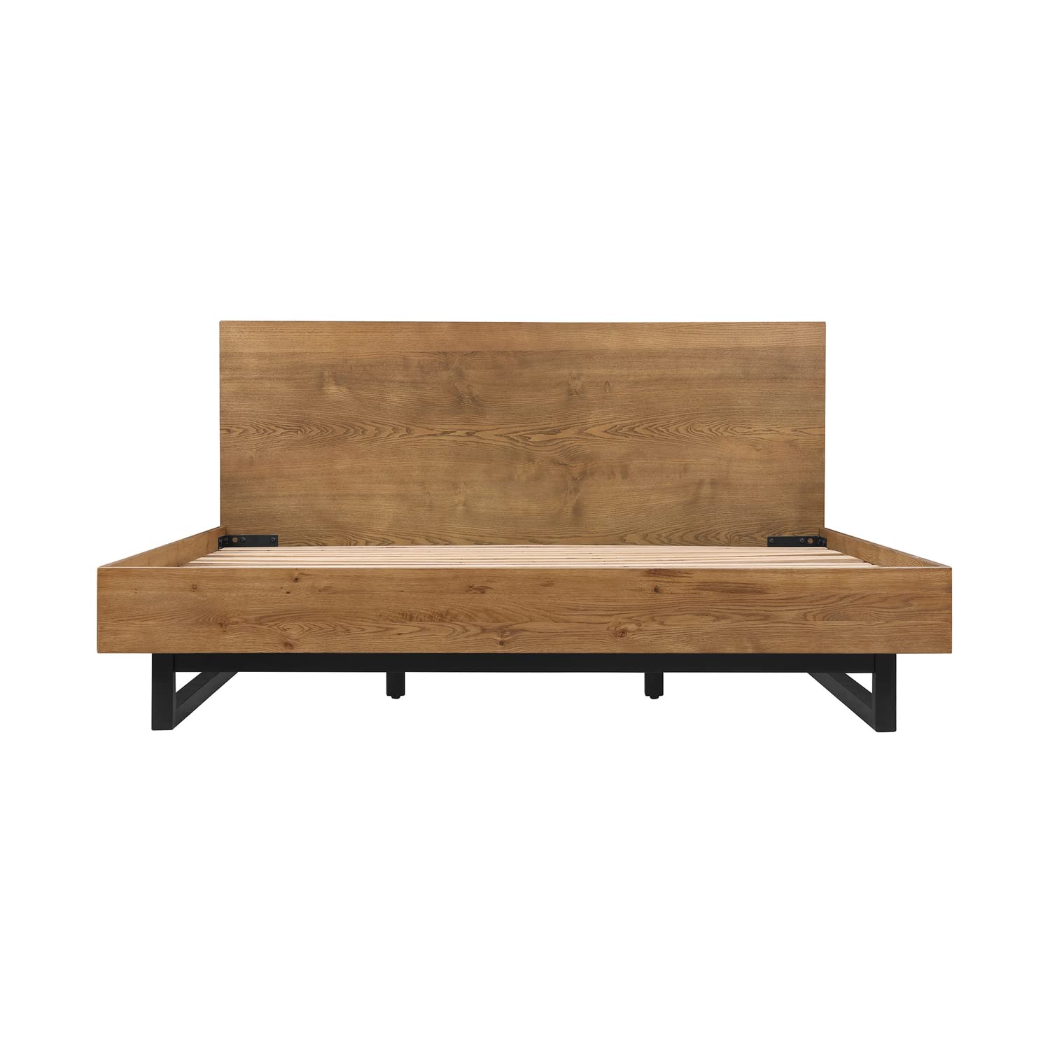 Armen Living Aldo 3-Piece Platform Bedroom Set with Bed Frame and Nightstands, Brown - Perfect for Modern and Minimalist Bedroom Decor