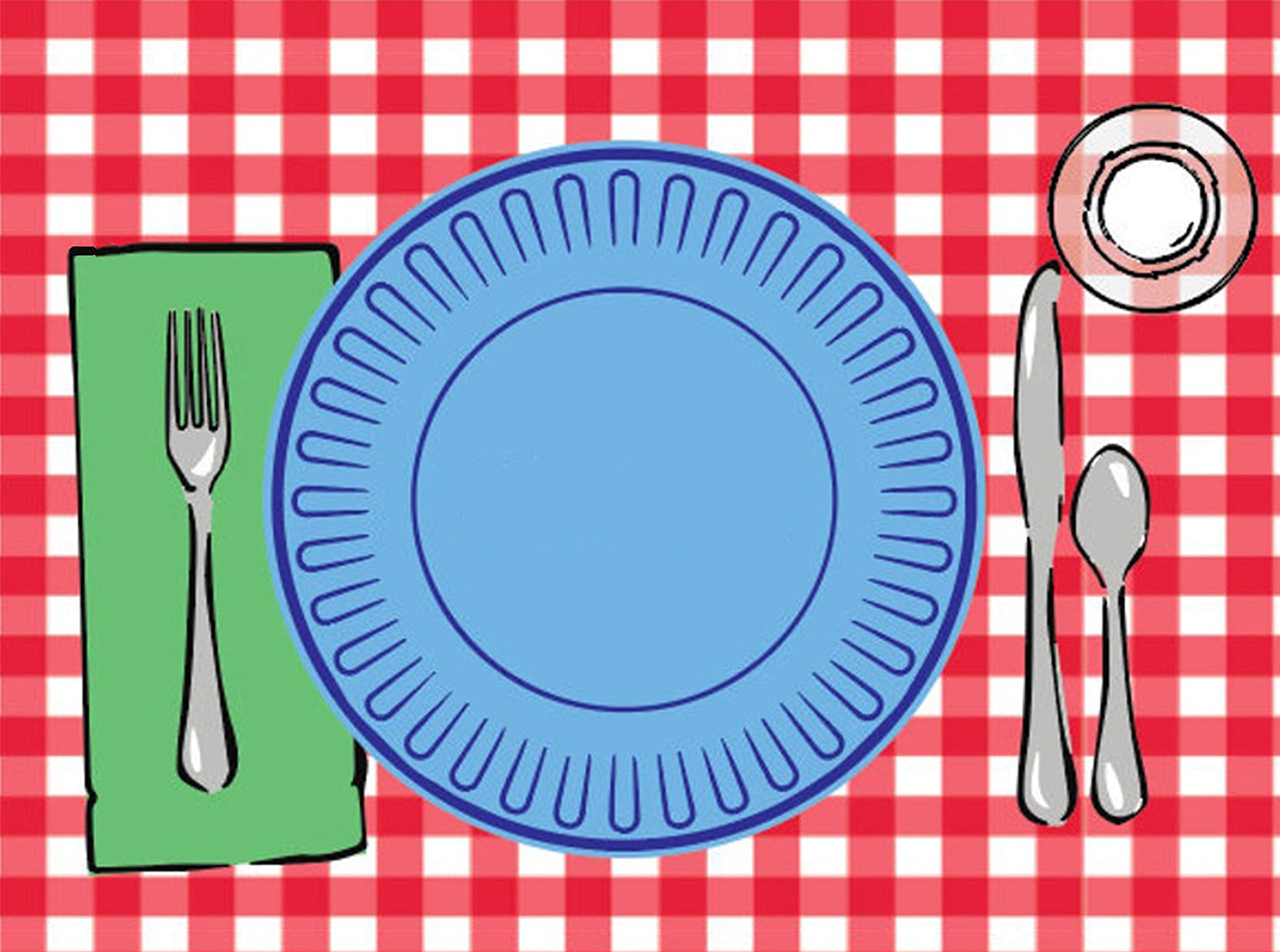 SharkBliss Montessori Placemat Set of 4 - Buffalo Plaid Gingham Educational Placemats for Toddlers & Kids - Learn Table Manners & Dining Etiquette - Perfect for Preschool, Homeschool & Family Mealtime