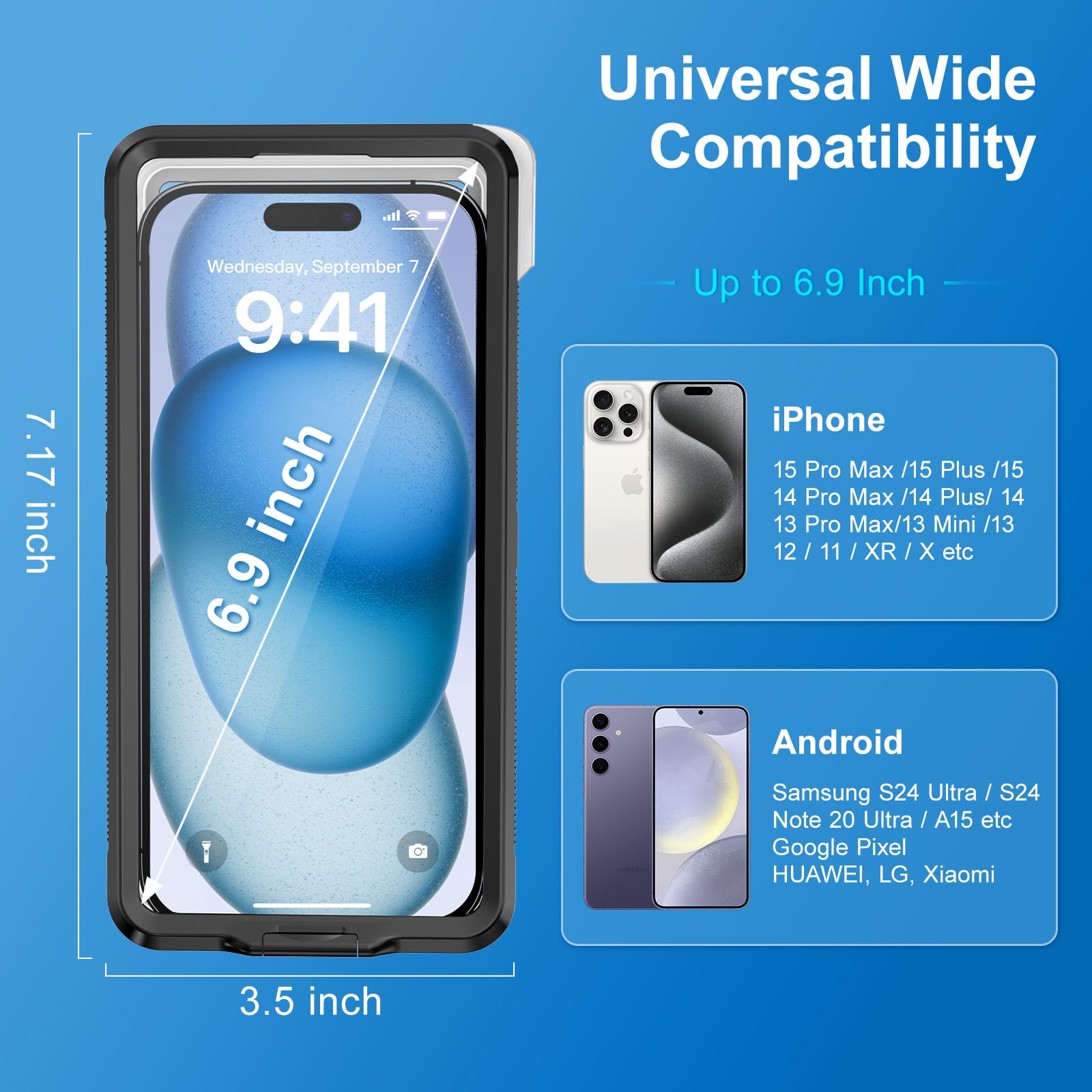 **Beasyjoy Waterproof Phone Case for iPhone 16/15/14/13/12/11 & Samsung S24/S23/S22/Google – Universal 6.9