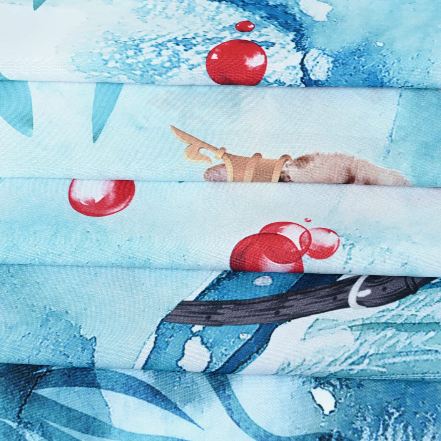 RosieLily Funny Cat Shower Curtain Set - Blue Ocean Themed Bathroom Decor with 12 Hooks (72x72 Inches) - Perfect for Kids' Bathrooms & Coastal Style Home Decor