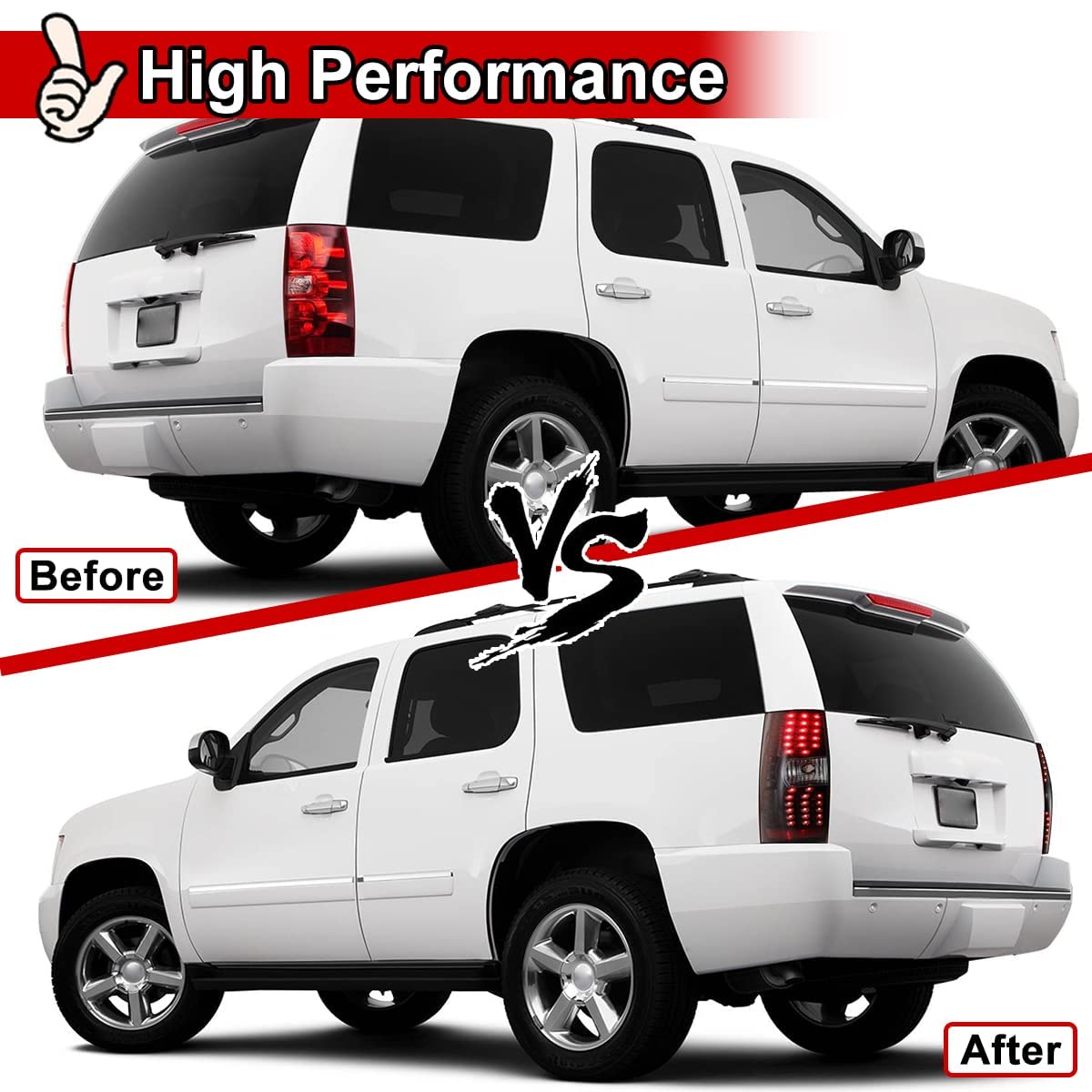 Nixon Offroad LED Tail Lights for Chevrolet Suburban & Tahoe 2007-2014 - Glossy Black Housing with Clear Lens - Replacement Rear Lamps Assembly | Perfect for Off-Roading, Night Driving & Vehicle Customization
