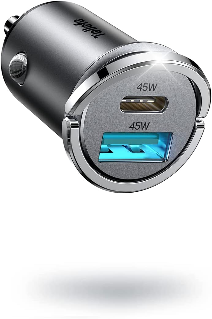 TOLLEFE 90W Super Fast Dual USB C Car Charger - All Metal Compact Cigarette Lighter Adapter for iPhone 16/15/14 Pro Max, Samsung S24/23/22 Ultra, iPad Pro - Perfect for Road Trips & Daily Commuting