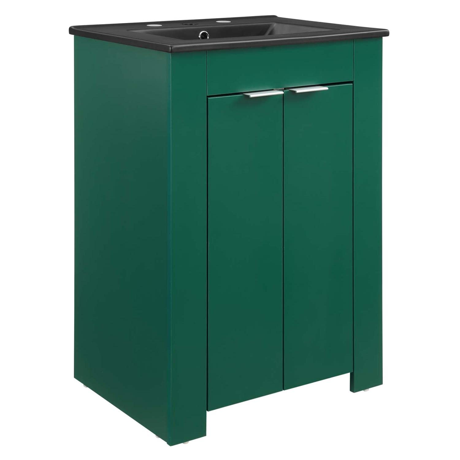 Modway Maybelle 24-Inch Bathroom Vanity with Sink - Green & Black Finish for Modern Powder Rooms & Small Bathrooms