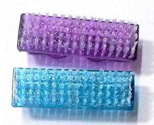 Nawani 2-Piece Handle Grip Brush for Hand, Finger & Toe Nail Cleaning - Manicure & Pedicure Tool (7cm/3.5cm, Multi-Color) - Perfect for Home Salon, Travel & Professional Nail Care