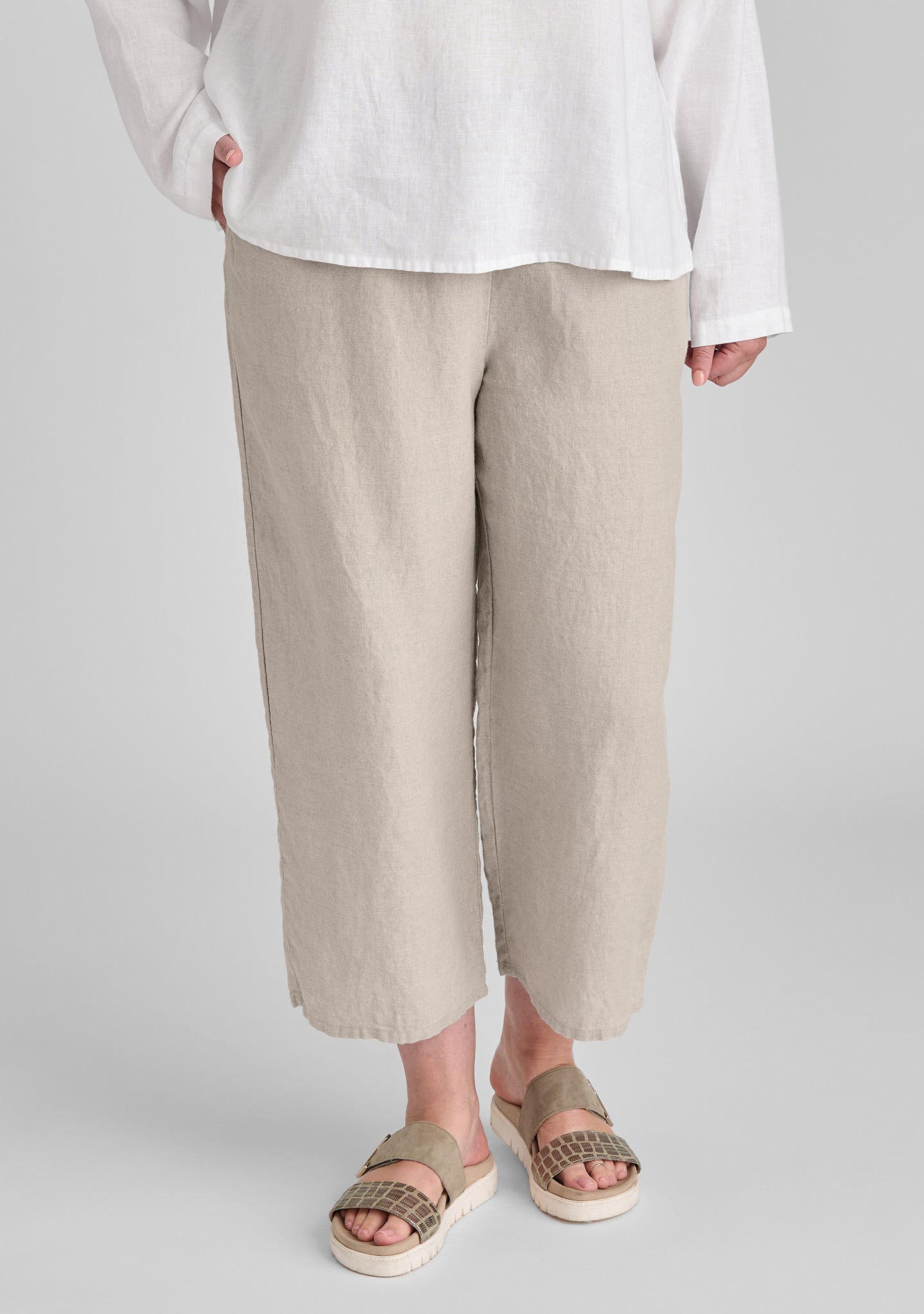 Floods Linen Pants with Elastic Waist - Comfortable Summer Casual Pants for Women, Lounge Wear, Travel & Beach