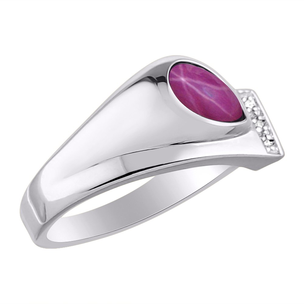Rylos Men's Sterling Silver Pear Shape Cabochon Gemstone & Diamond Tear Drop Rings - Sizes 8-13 | Elegant Wedding Band, Anniversary Gift & Formal Jewelry for Men