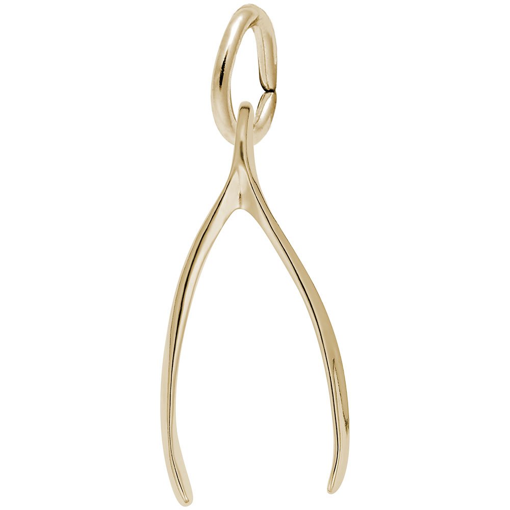 10K Yellow Gold Wishbone Charm Pendant for Bracelets & Necklaces - Elegant Jewelry Gift for Women, Friendship & Good Luck - Perfect for Everyday Wear, Special Occasions & Gifting