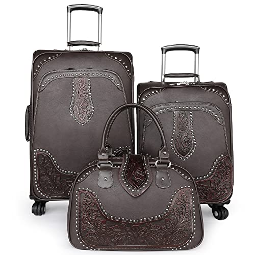 A Luggage Set 3 PC- Coffee Aztec