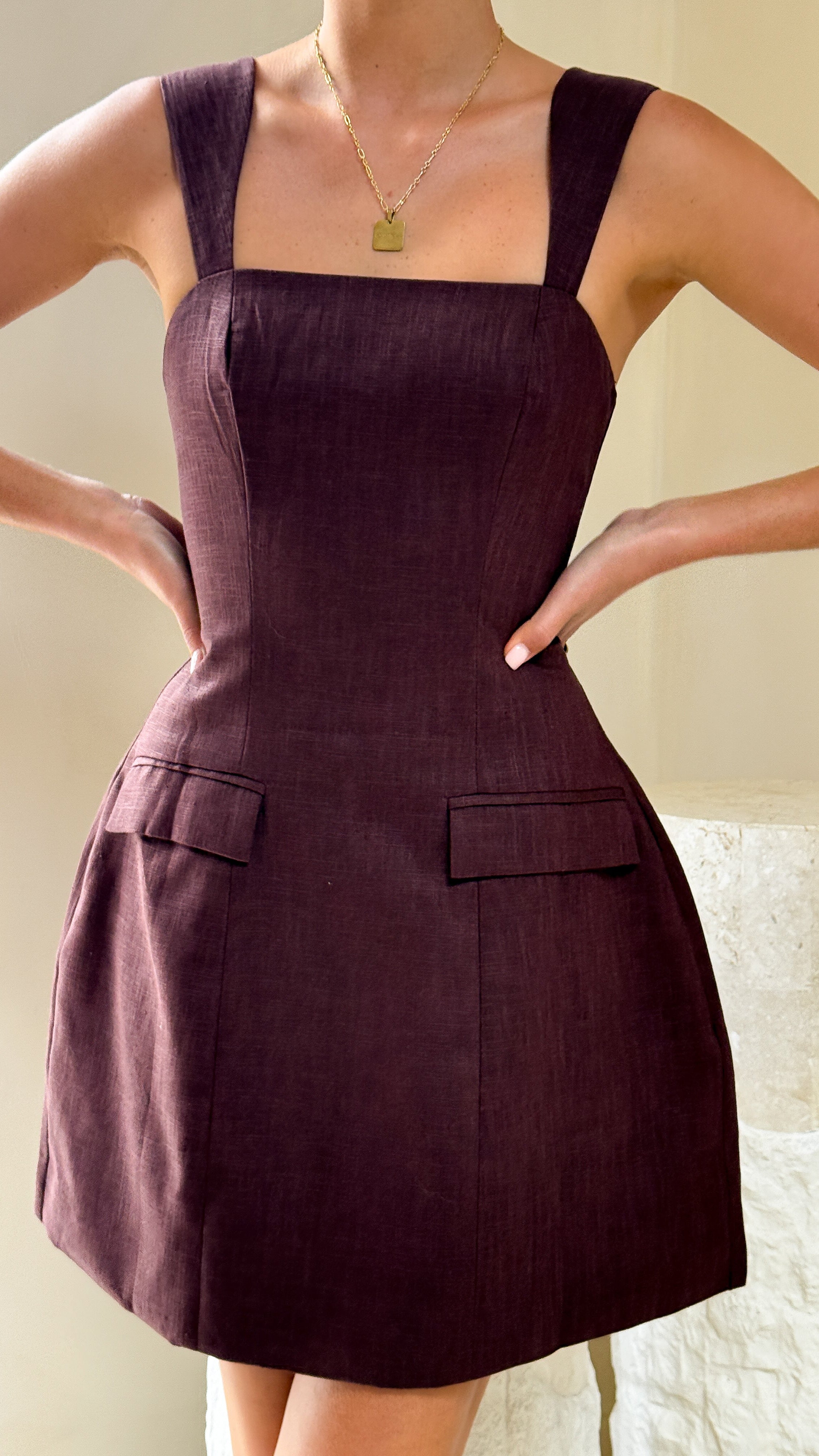 Hilarie Mini Dress for Women - Elegant Brown Summer Casual Dress for Party, Date Night & Vacation