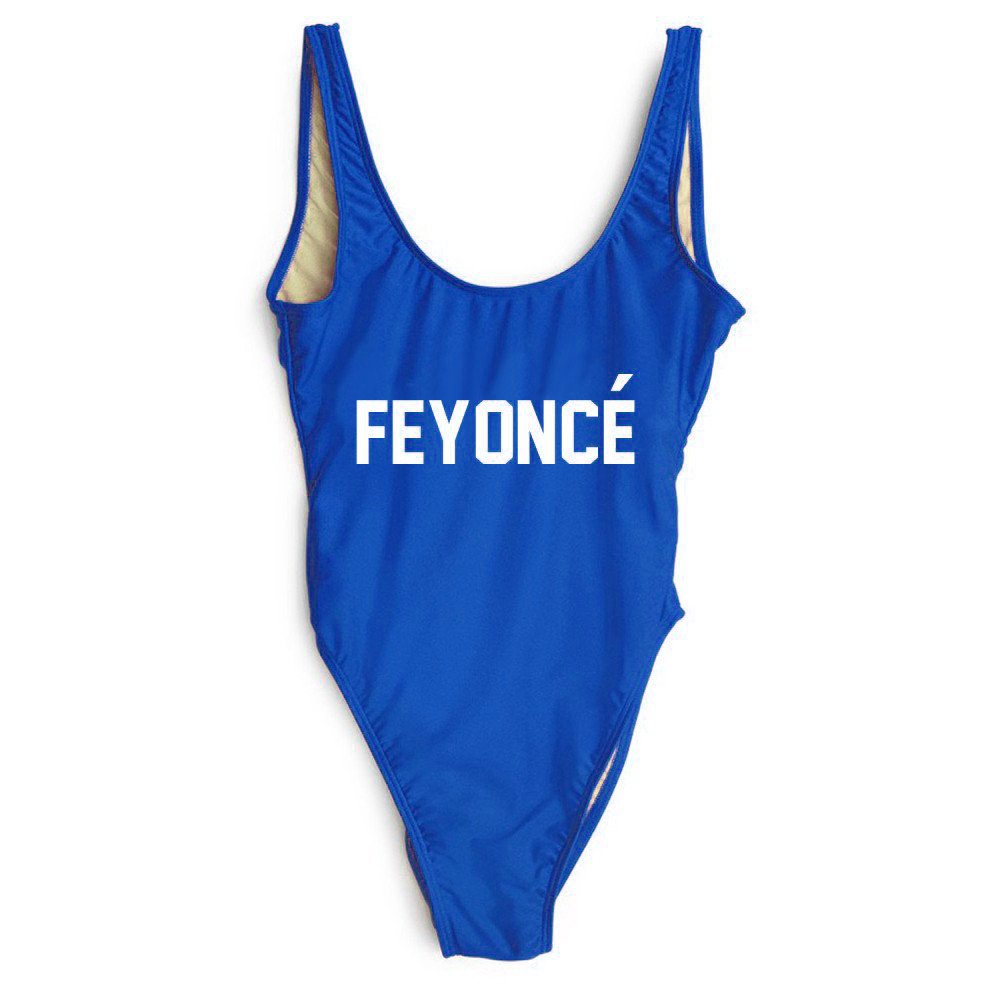 Feynoce Women's Sexy Backless One Piece Swimsuit with Letter Print - Perfect for Beach Vacations, Pool Parties & Summer Getaways