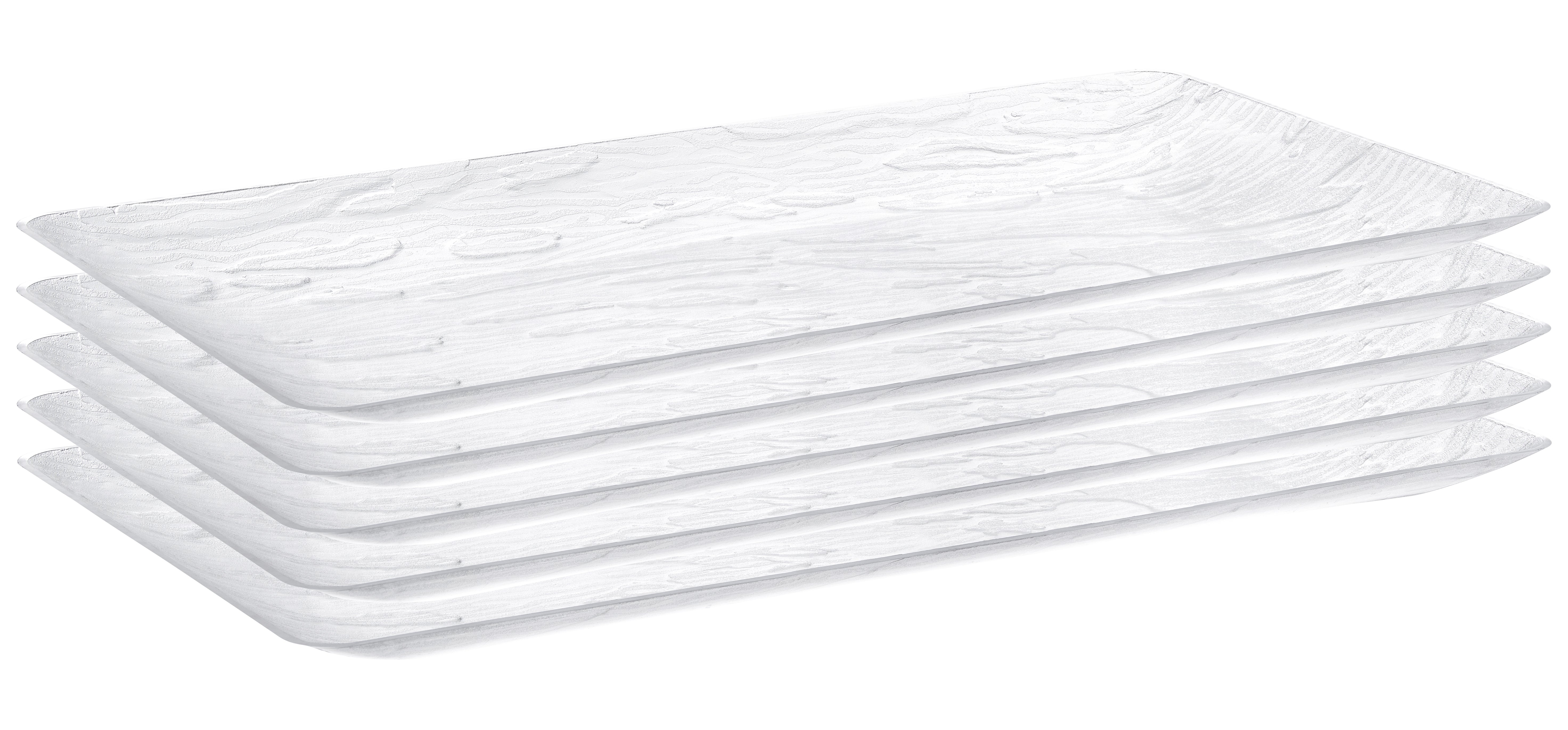 9 x 17 Inch Clear Acrylic Rectangle Serving Trays - Set of 5 - Perfect for Party Snacks, Breakfast in Bed, or Office Desk Organization