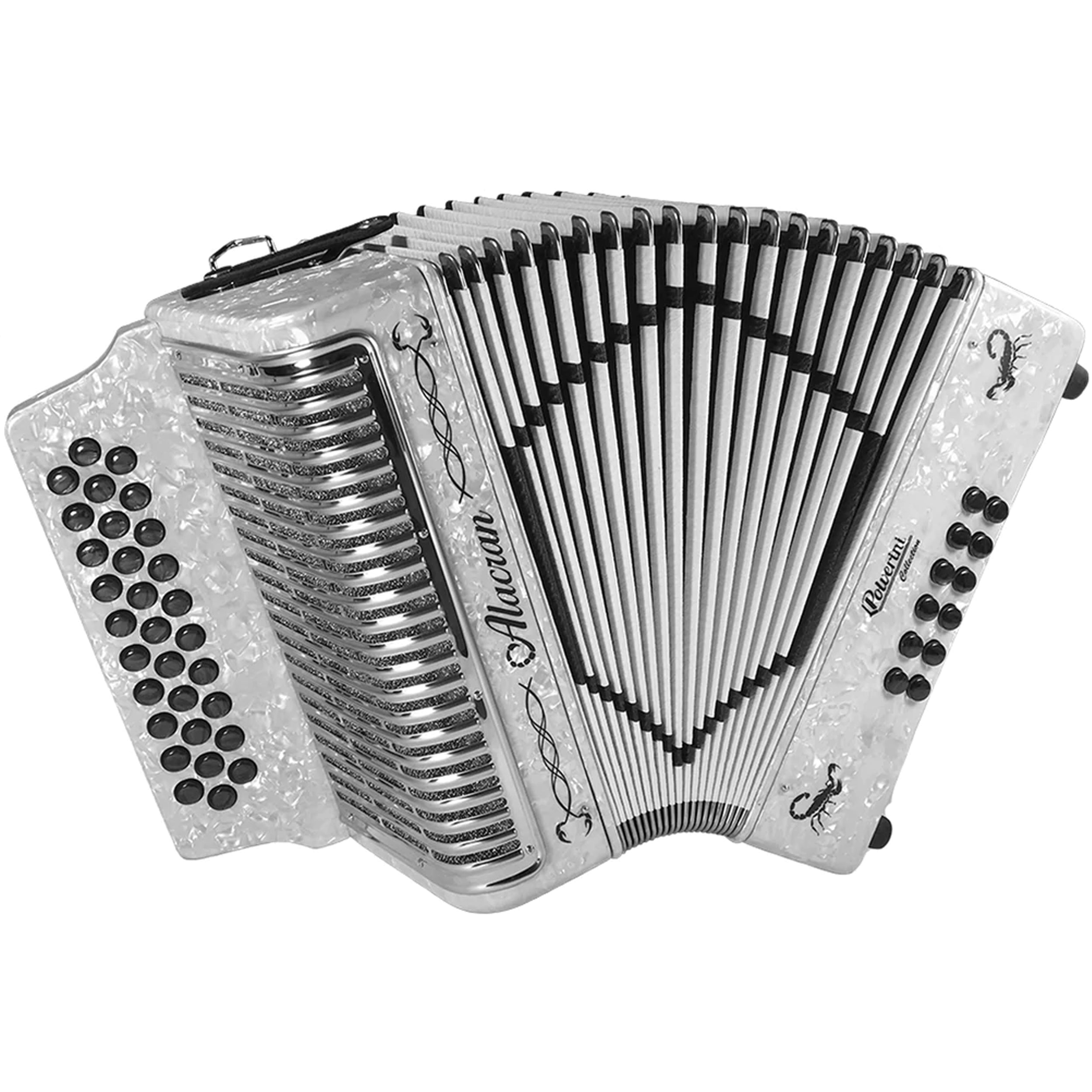Professional Alacran 31 Button 12 Bass Piano Accordion with Straps & Carrying Case - White | Perfect for Beginners, Music Lessons, Performances & Folk Music