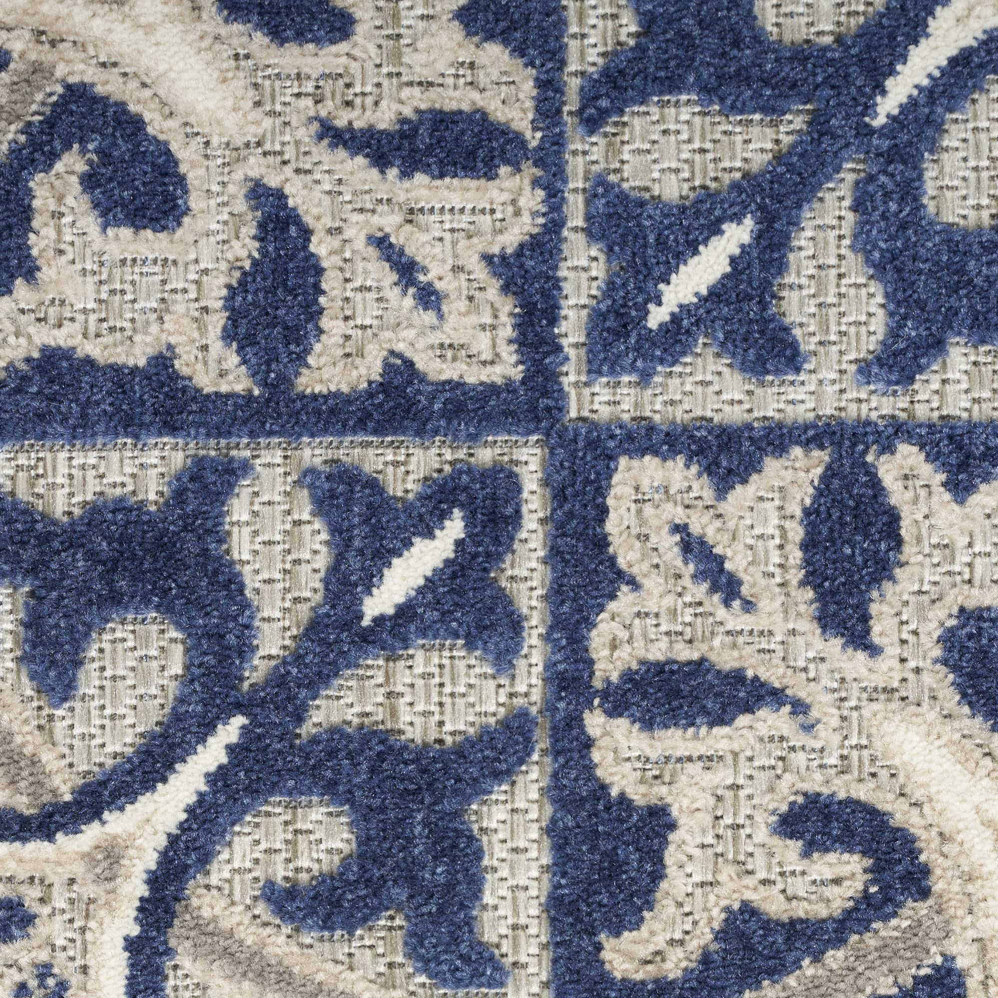 Nourison Aloha Indoor/Outdoor Blue 9' x 12' Area Rug - Easy to Clean, Non-Shedding, Stain Resistant - Perfect for Bedroom, Living Room, Dining Room & Kitchen - Great for Patio, Deck or Poolside Use (9x12)
