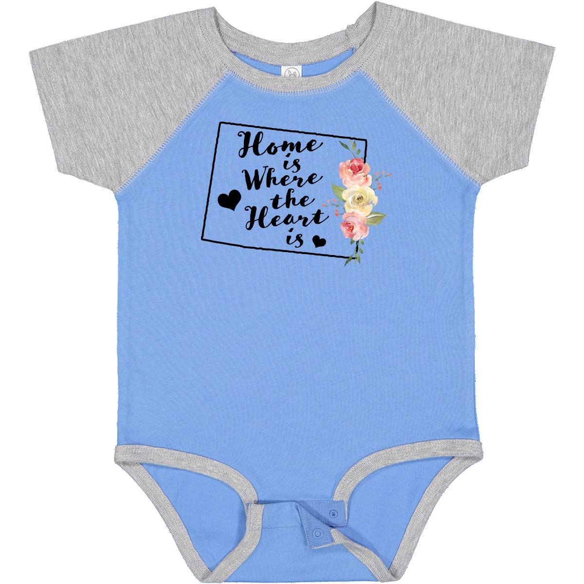 Inktastic Wyoming Home is Where The Heart is Watercolor Baby Bodysuit - Soft Cotton Onesie for Newborns, Infants & Toddlers - Perfect for Family Photos, Holidays & Everyday Wear