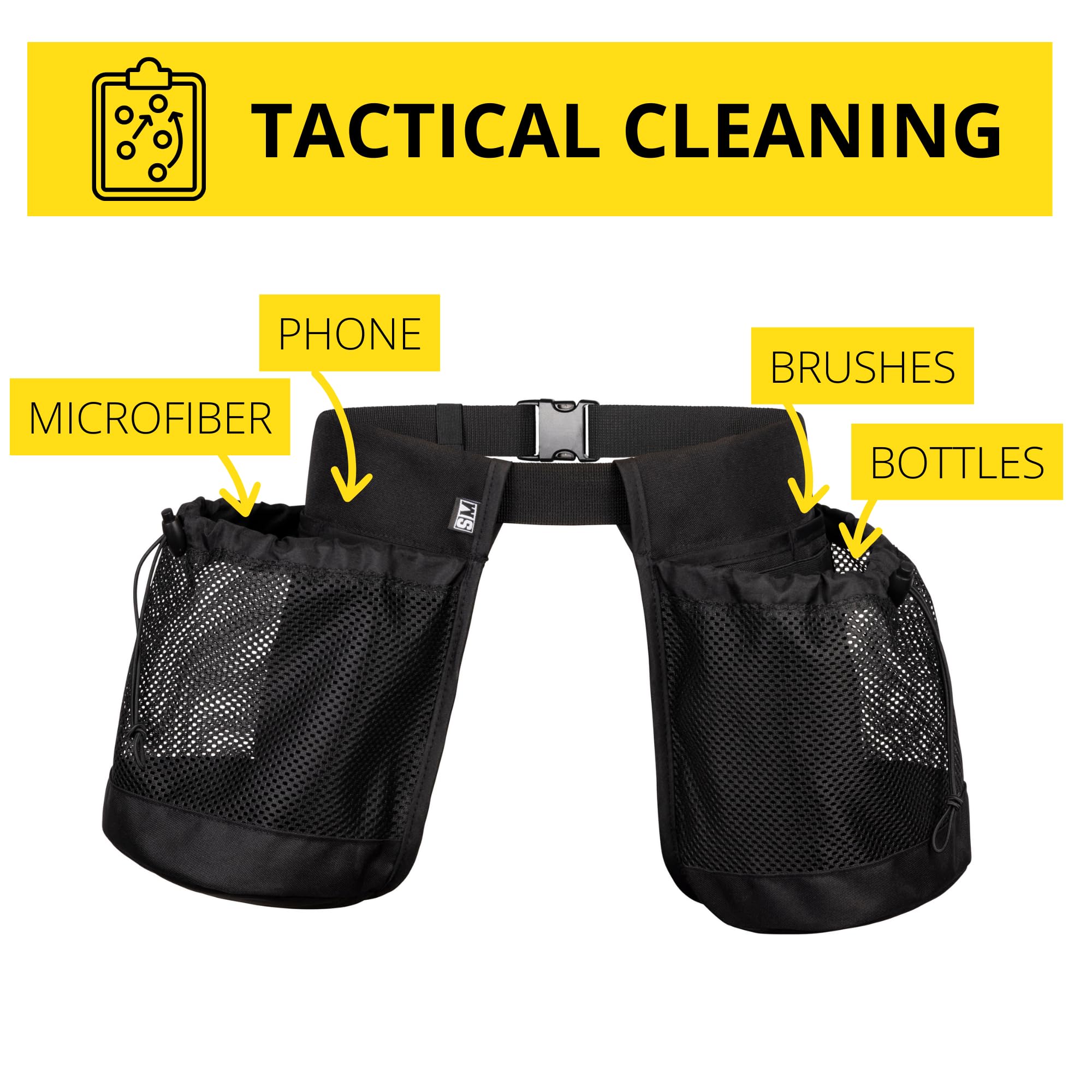 Professional Cleaning Tool Belt with 2 Large Durable Pouches for Window Cleaners, Janitors & Housekeepers - Perfect for High-Rise Window Washing, Commercial Cleaning & Home Maintenance