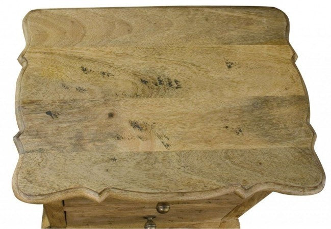 French Colonial Style 2-Drawer Nightstand - Honey Brown Wood Bedside Table for Bedroom, Living Room & Guest Room Decor
