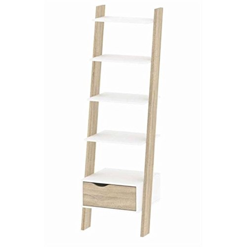Allora 1 Drawer Bookcase in White Oak - Modern Wooden Bookshelf for Living Room, Bedroom & Office Storage