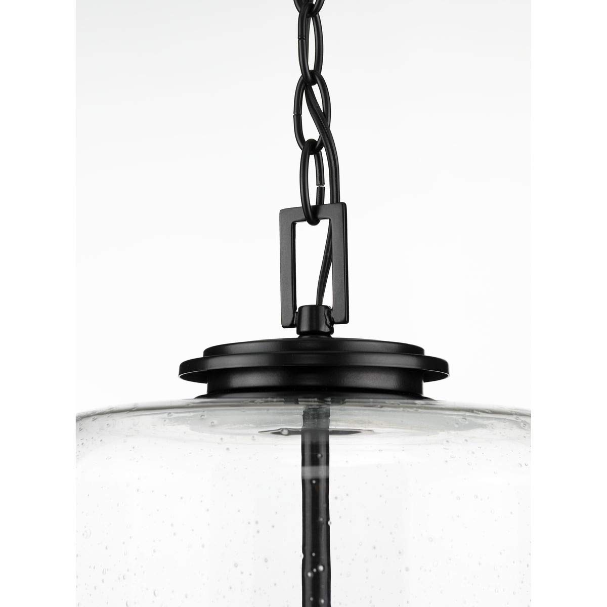 Winslett Collection 3-Light Clear Seeded Glass Coastal Pendant Light in Matte Black - Perfect for Beach House, Farmhouse & Coastal Style Kitchen Island Lighting