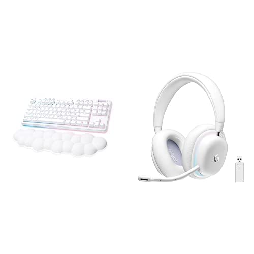 Logitech G735 Wireless Gaming Headset with G715 Wireless Mechanical Keyboard - White Mist | Noise Cancelling Mic, RGB Lighting for PC, PS5, Xbox | Perfect for Streaming & Competitive Gaming