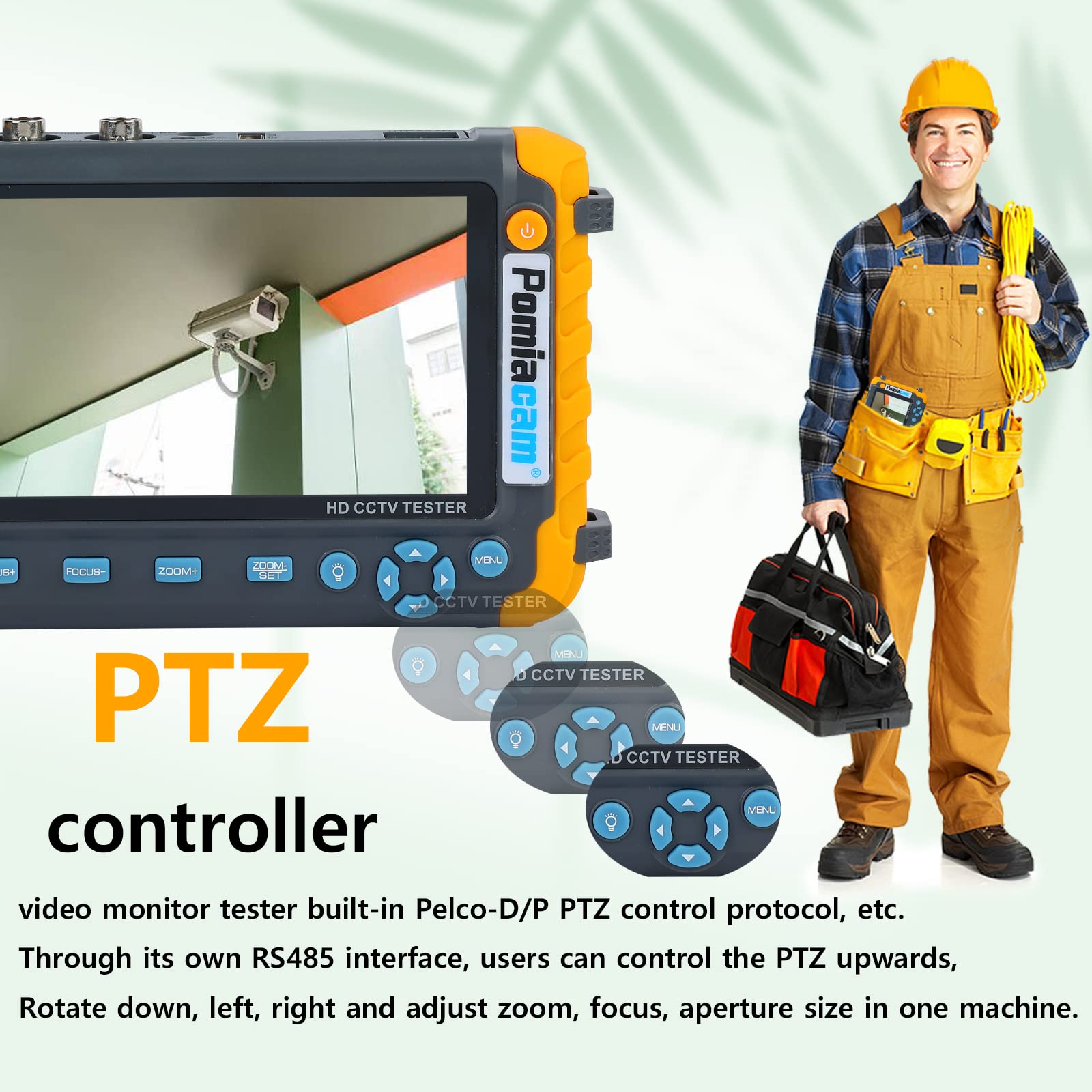 5 Inch 4-in-1 CCTV Monitor Tester - 1080P 5MP 8MP Analog Security Camera Tester for AHD/TVI/CVI/CVBS Coaxial Video, UTP/PTZ Cable Testing, HDMI/VGA Input & DC12V Output - Portable CCTV Diagnostic Tool for Security System Installation & Maintenance