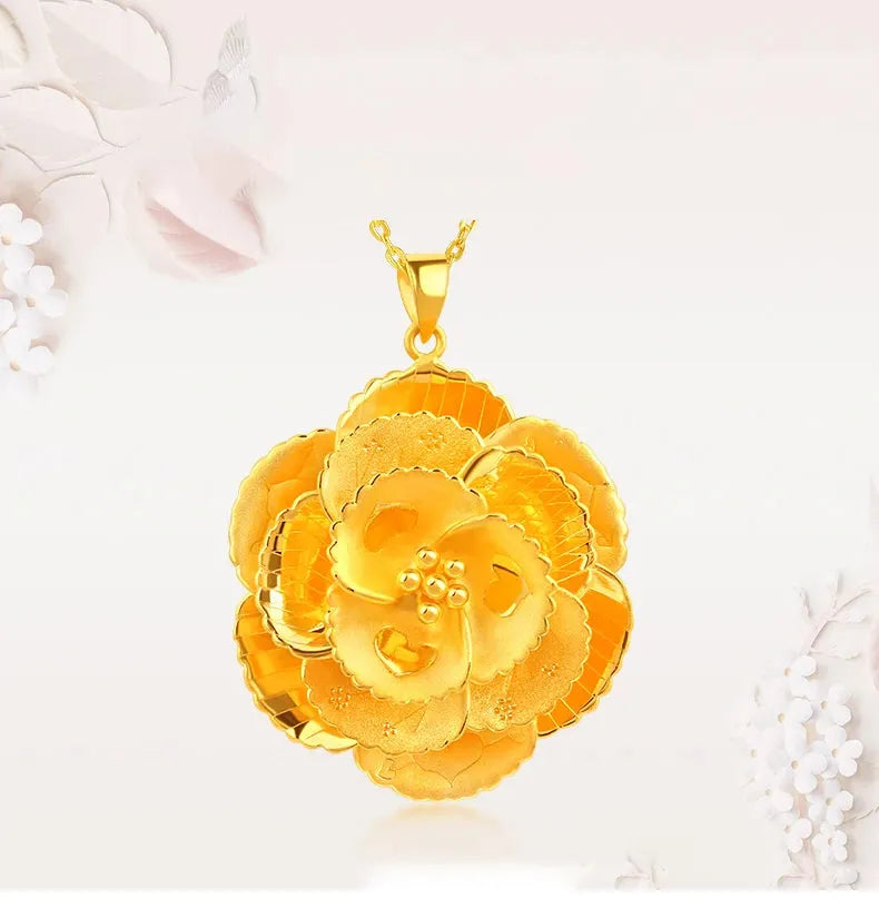 24K Pure Gold Pendant Necklace - Real 999 Solid Gold Charm Jewelry for Women - Elegant & Trendy Classic Party Gift - Perfect for Anniversary, Birthday & Special Occasions