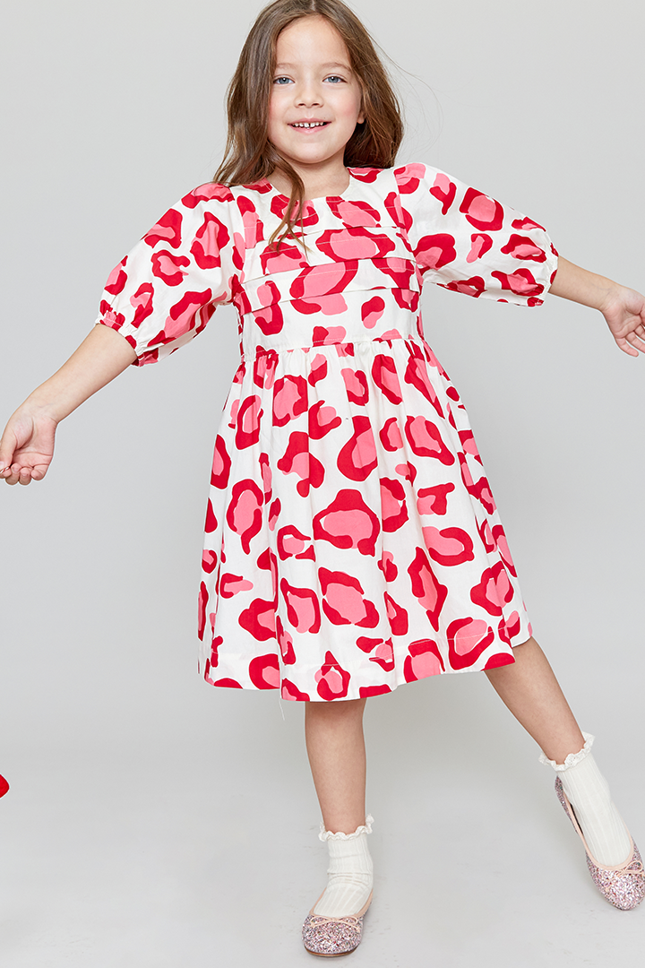 Girls Pink Chicken Print Evelyn Dress for Valentine's Day - Perfect for Parties, School Events & Photo Shoots