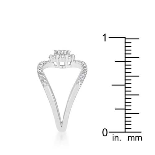 0.4ct CZ Rhodium Plated Floral Wrap Ring for Women - Elegant Jewelry Gift for Wedding, Anniversary, Valentine's Day - Perfect for Bridal, Party & Special Occasions