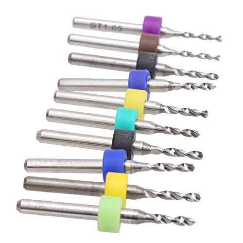 10pcs 1.6-2.05mm Carbide PCB Drill Bits Set - 45° Straight Shank Tungsten Carbide Circuit Board Drills for Precision PCB Drilling, Electronics Repair & DIY Projects